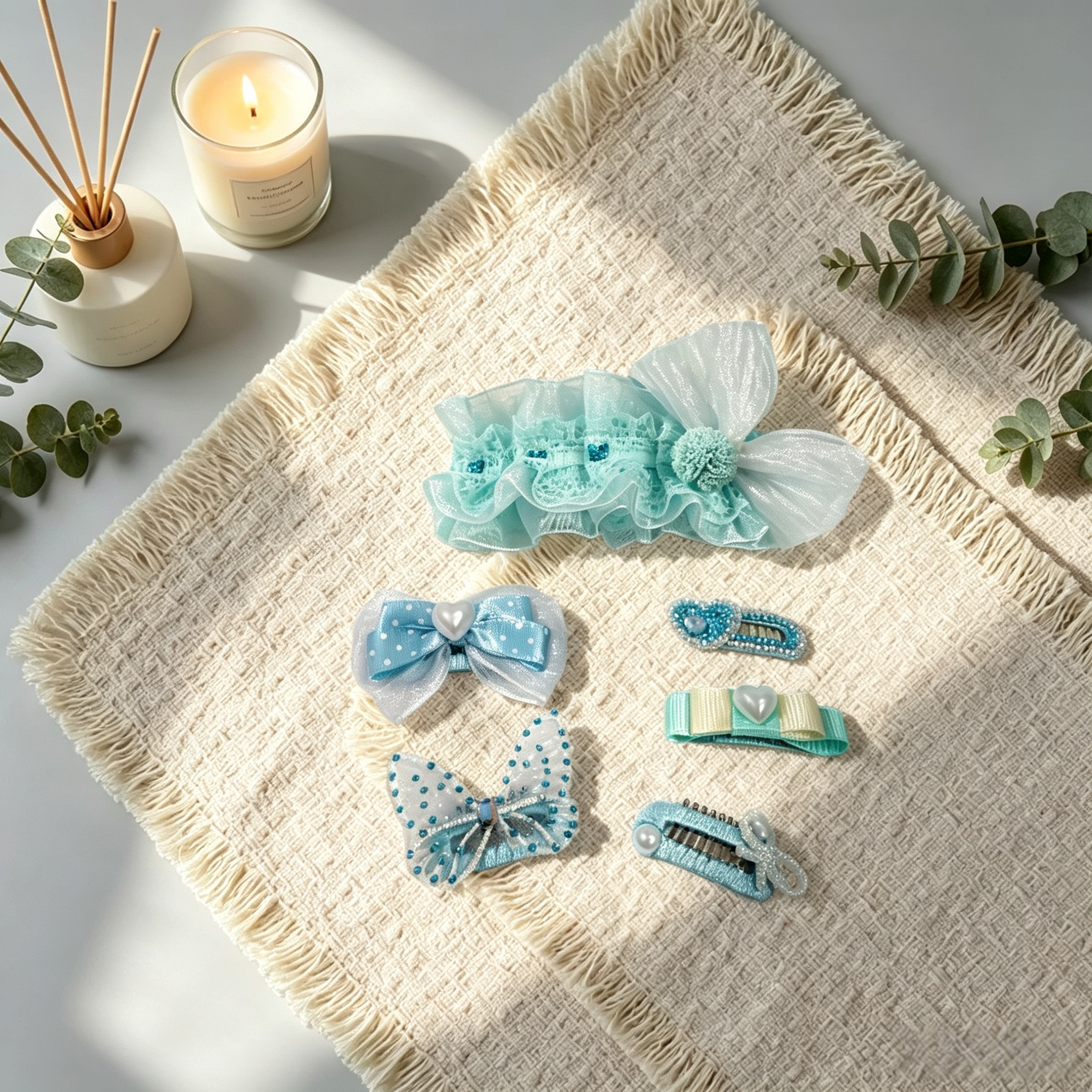 Sky Blue Handmade Pet Hair Clips