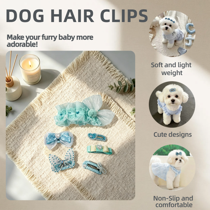 Sky Blue Handmade Pet Hair Clips