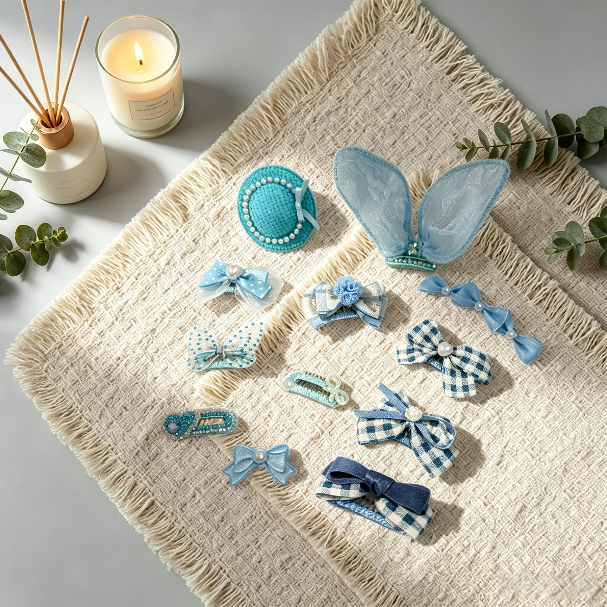 Sky Blue Handmade Pet Hair Clips