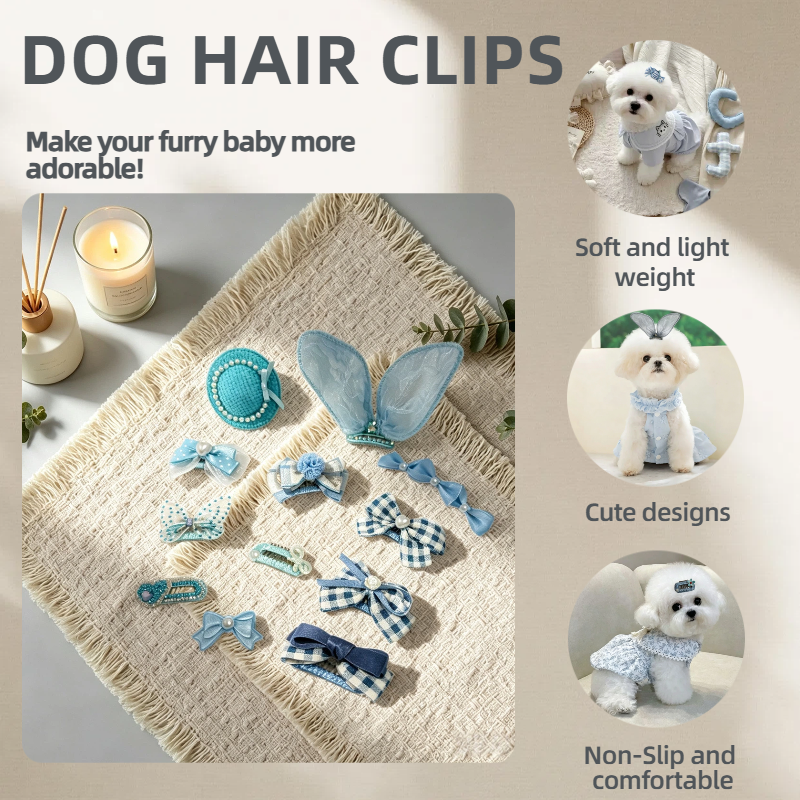 Sky Blue Handmade Pet Hair Clips
