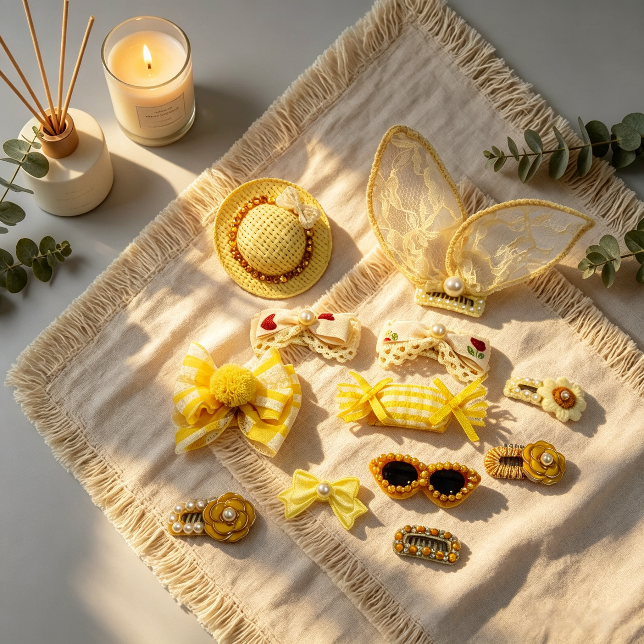 Sunshine Yellow Handmade Pet Hair Clips