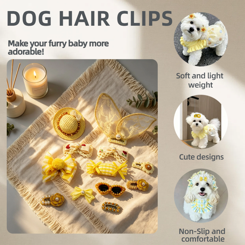 Sunshine Yellow Handmade Pet Hair Clips