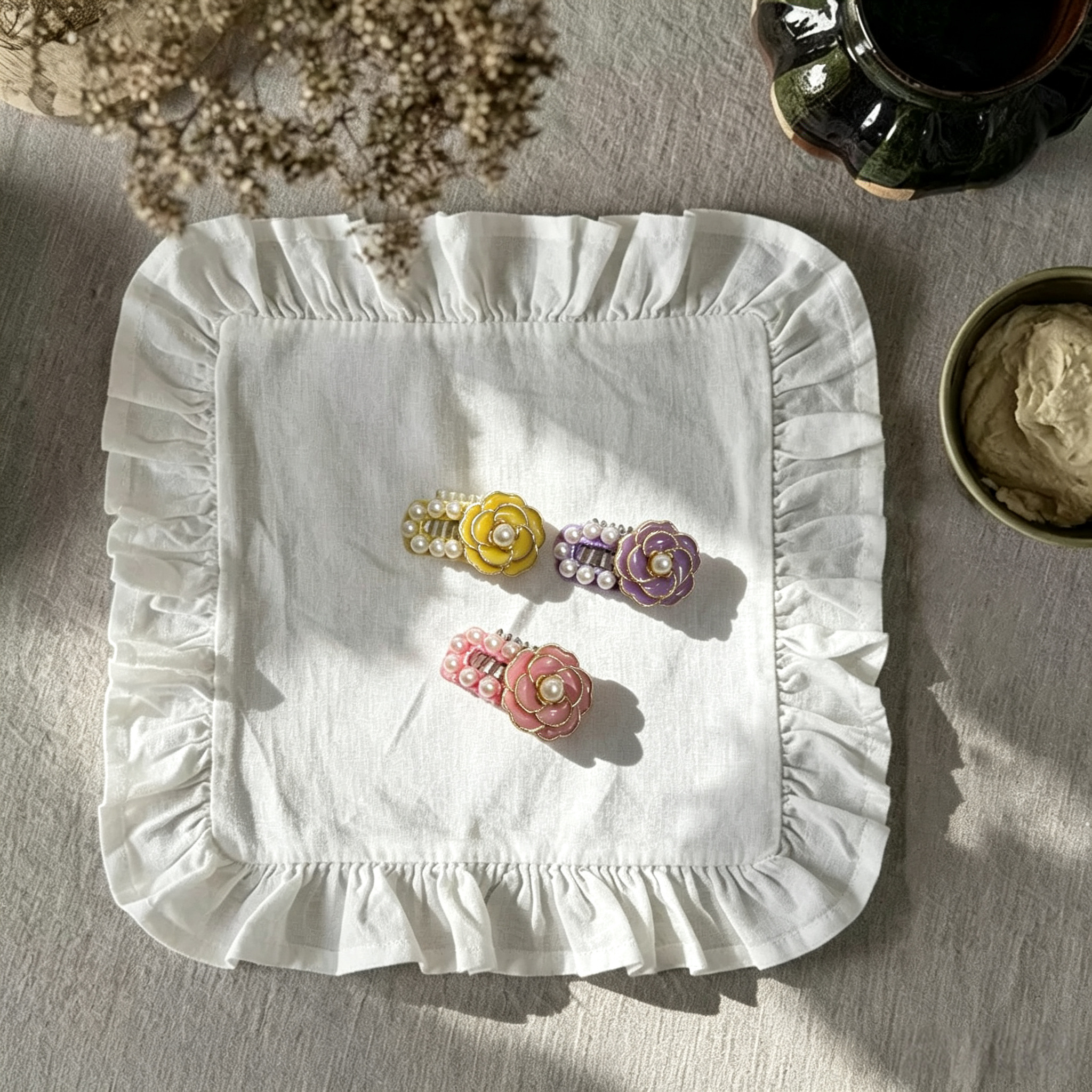 Vintage Camellia Flower Pet Hair Clips