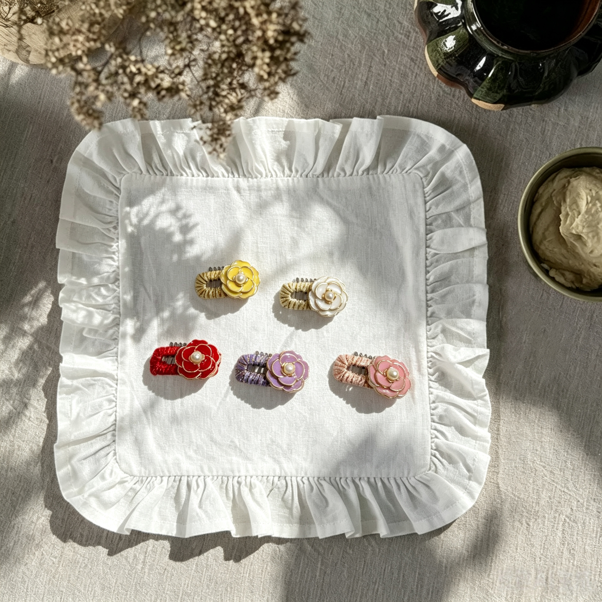 Vintage Camellia Flower Pet Hair Clips