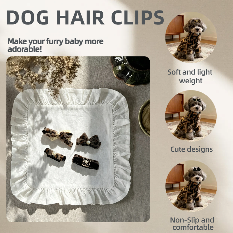 Vintage Leopard Faux Fur Pet Hair Clips