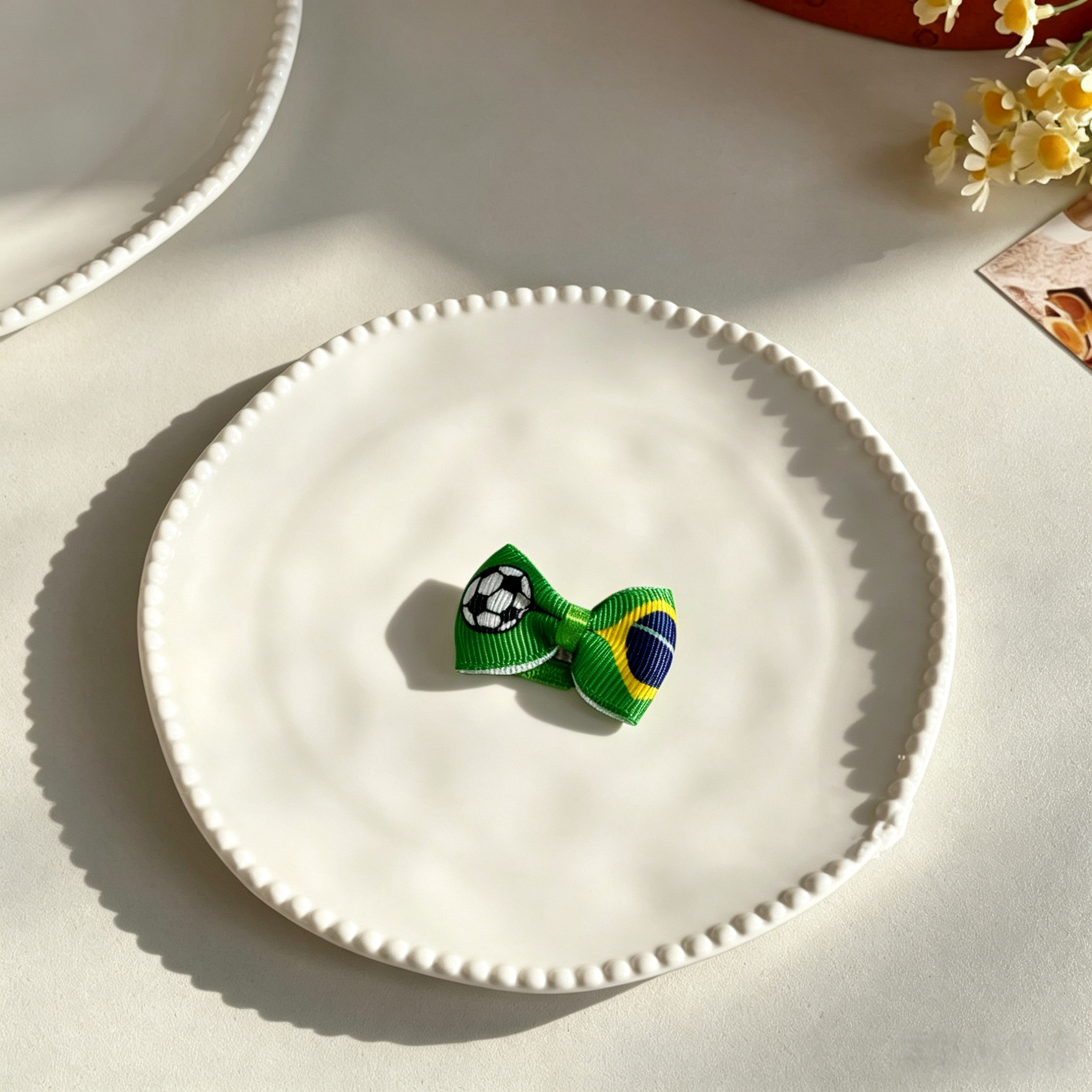 10pcs World Cup Soccer National Flag Mini Bow Pet Hair Clips