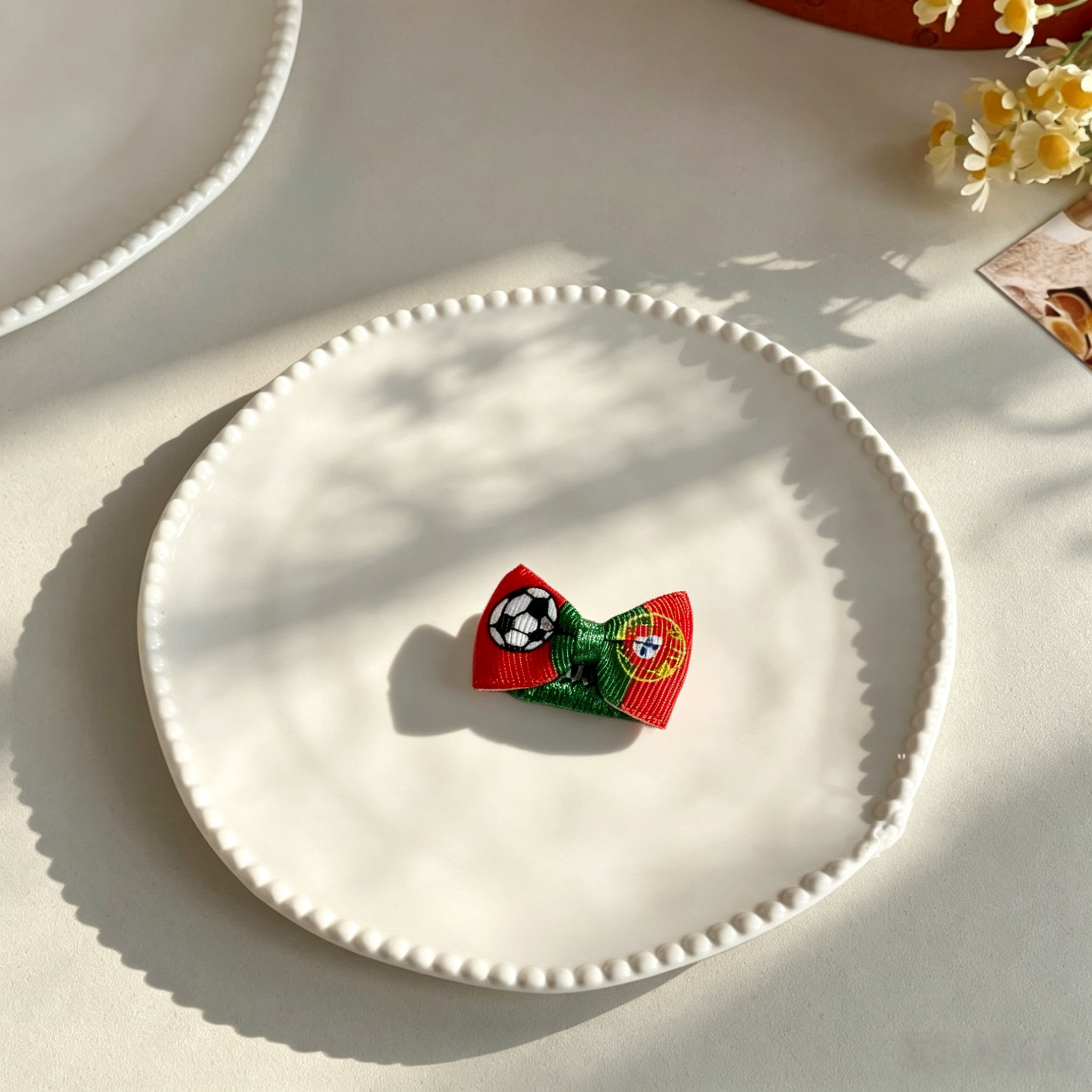 10pcs World Cup Soccer National Flag Mini Bow Pet Hair Clips