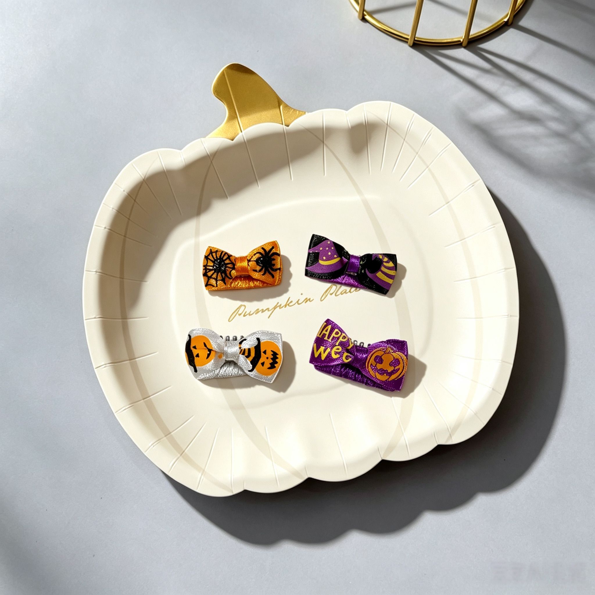 8pcs Halloween Spider Pumpkin Witch Bow Pet Hair Clips