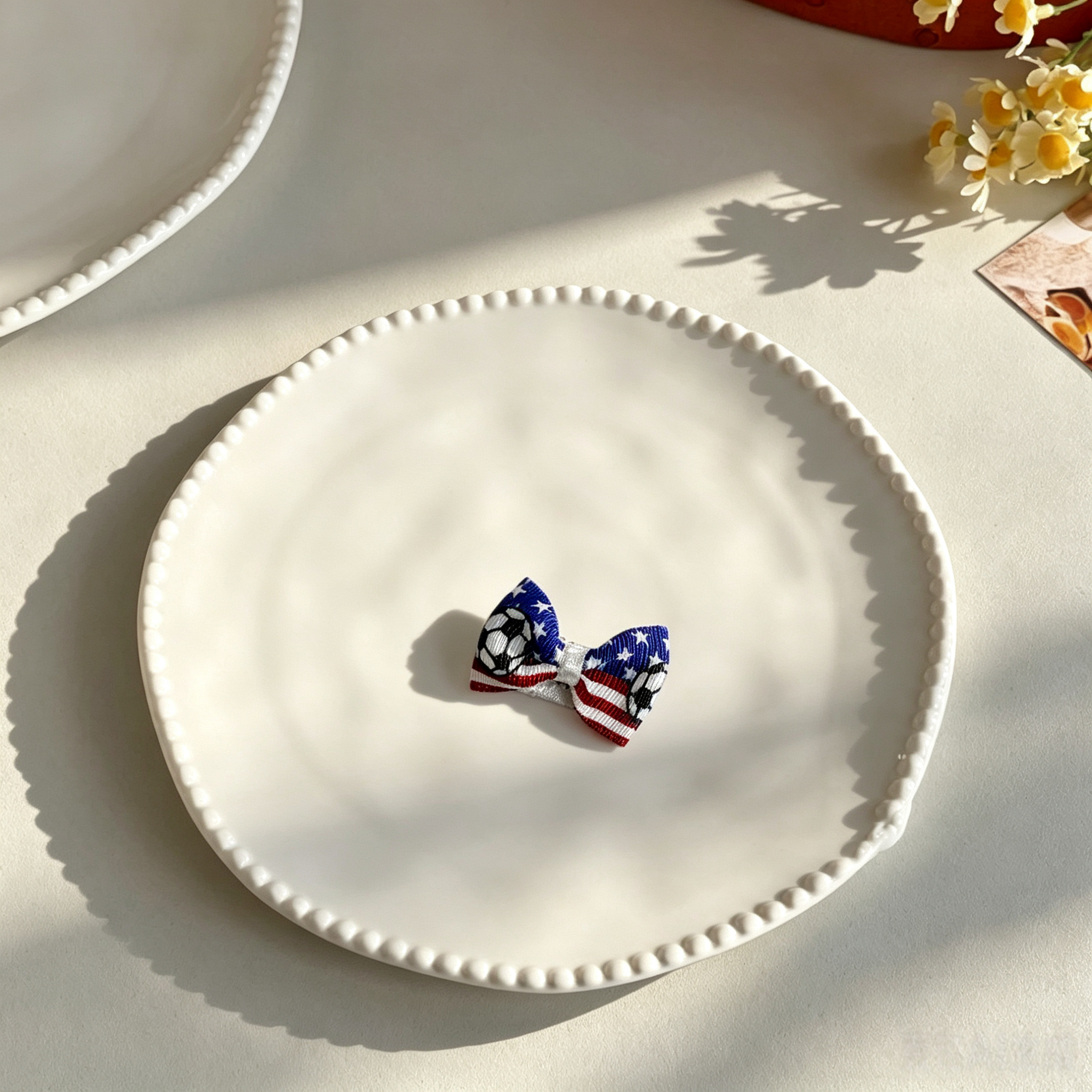 10pcs World Cup Soccer National Flag Mini Bow Pet Hair Clips