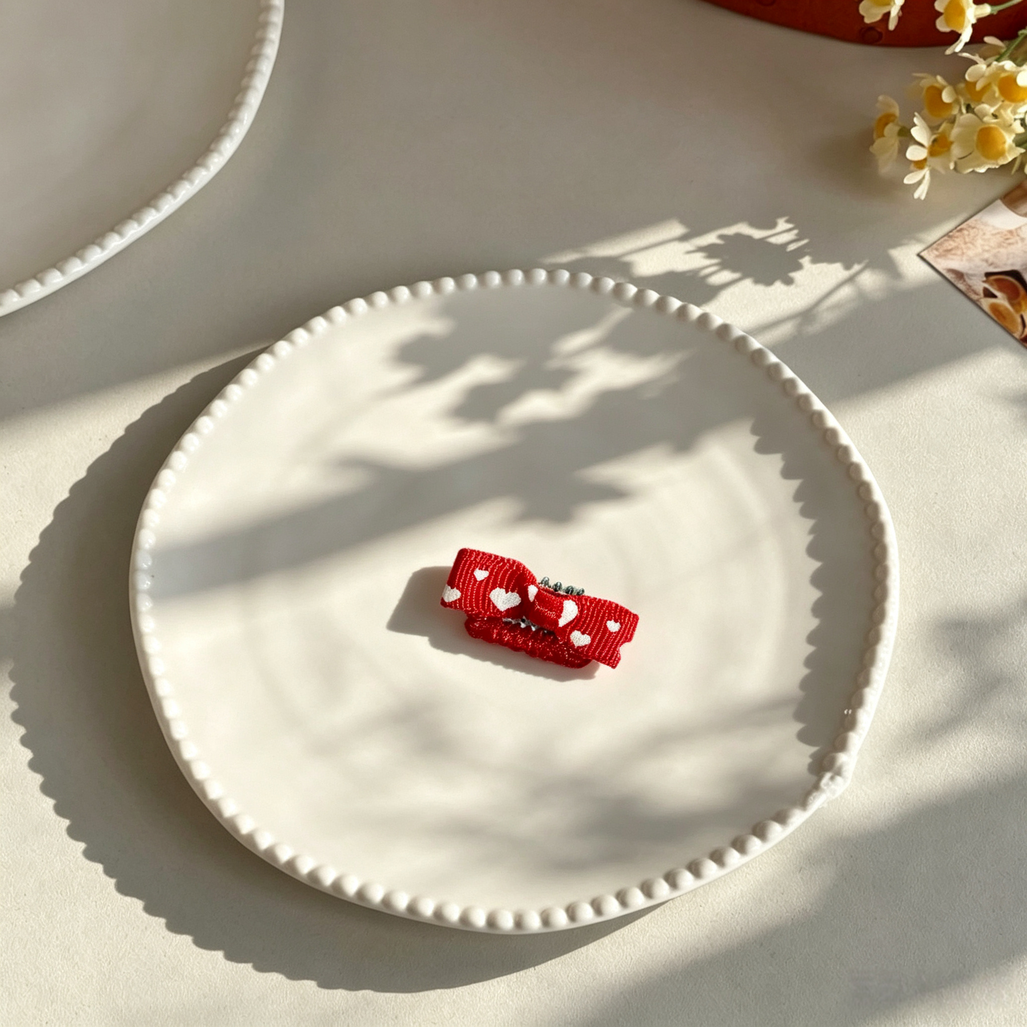 3pcs Valentine Heart Print Mini Bow Pet Hair Clip