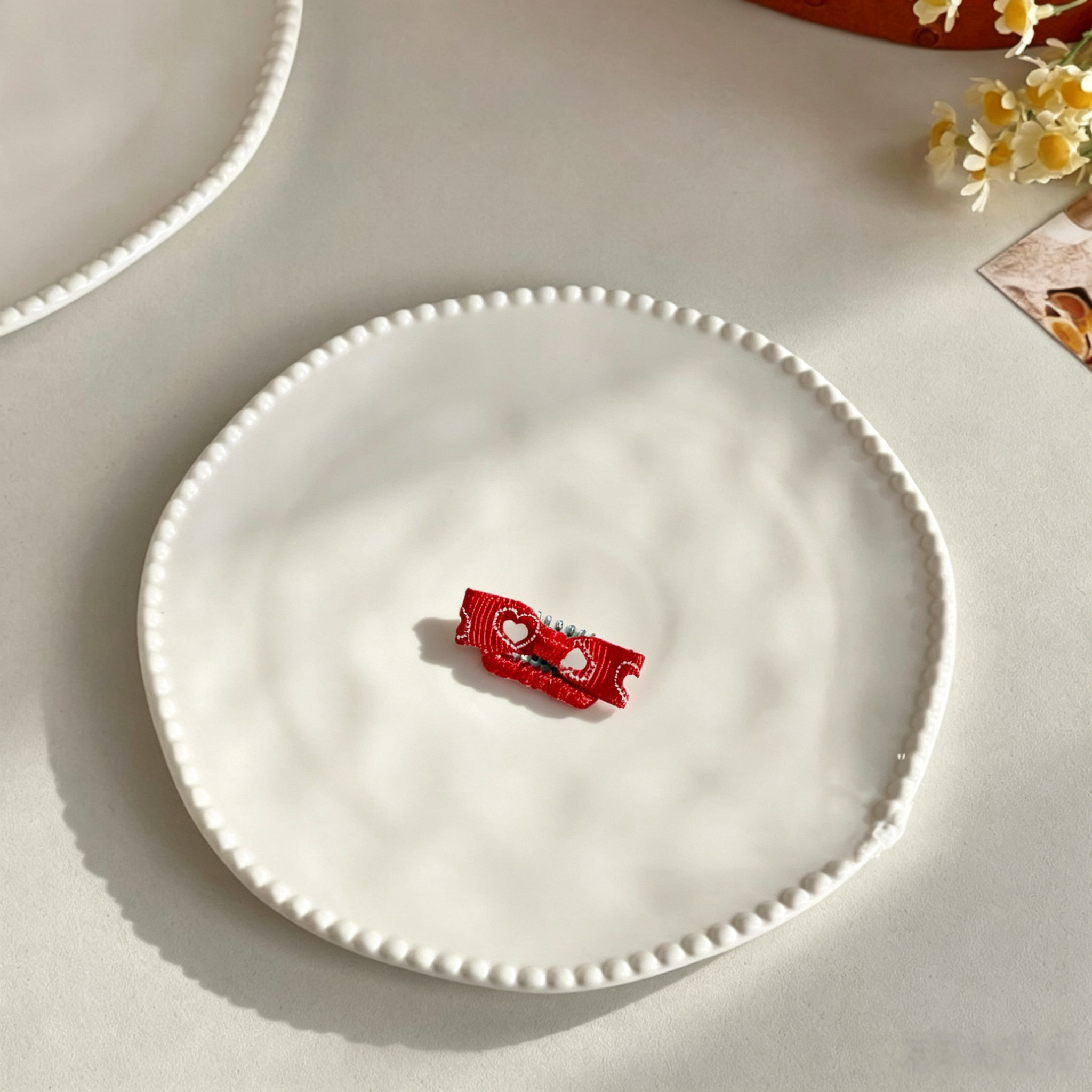 3pcs Valentine Heart Print Mini Bow Pet Hair Clip