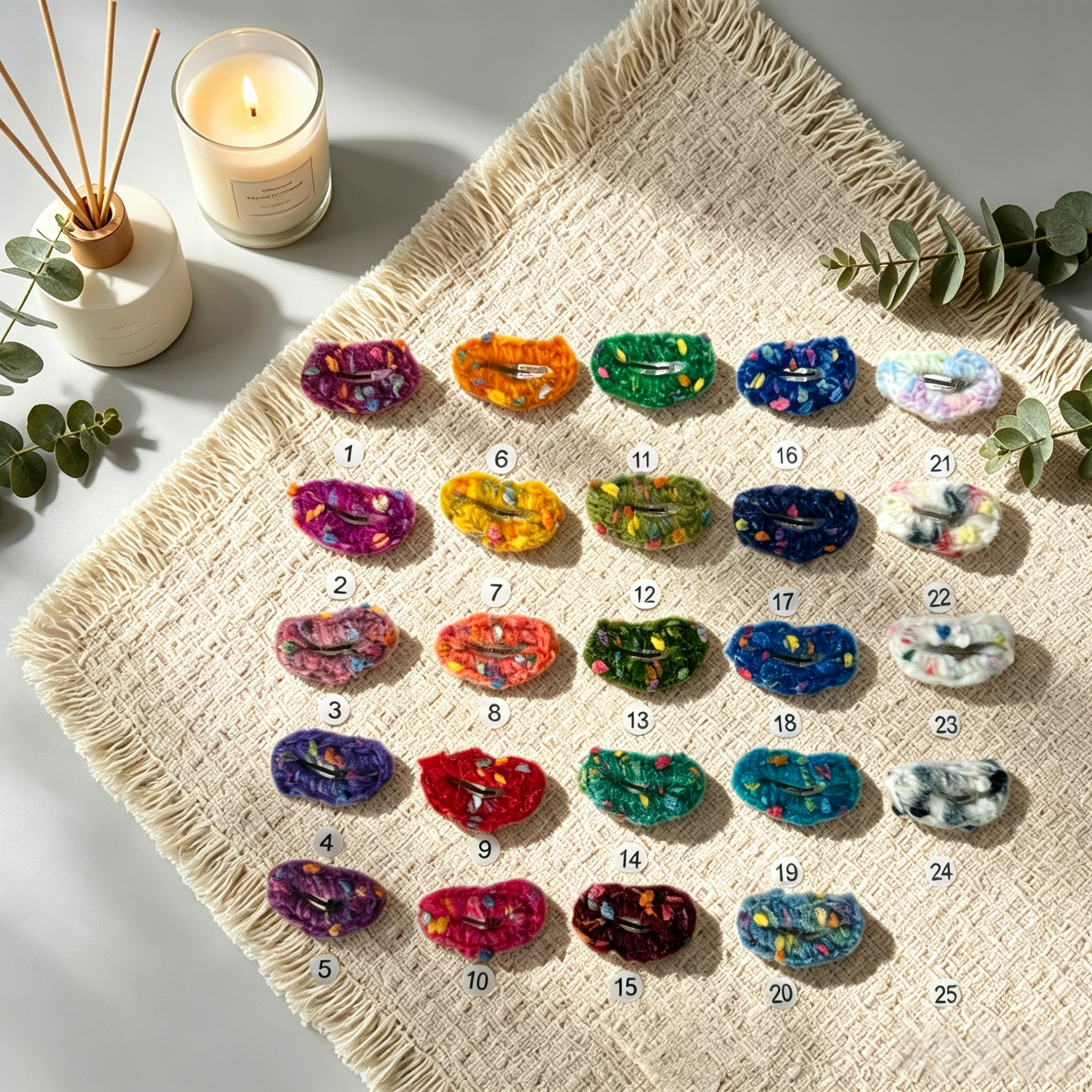 4pcs Confetti Wool Felt Mini Pet Hair Clips