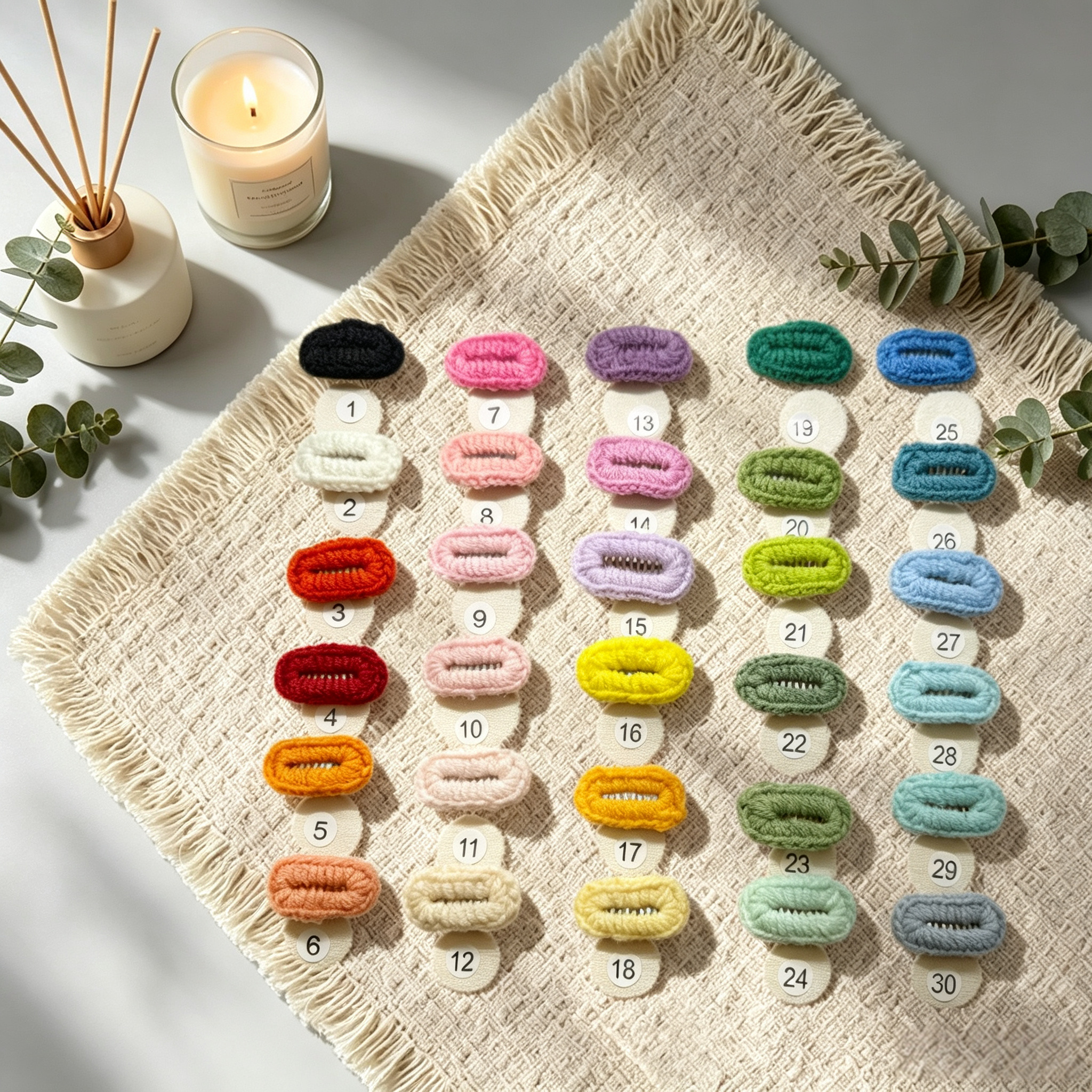 4pcs Square Shape Hand Crochet Knit Yarn Mini Pet Hair Clips