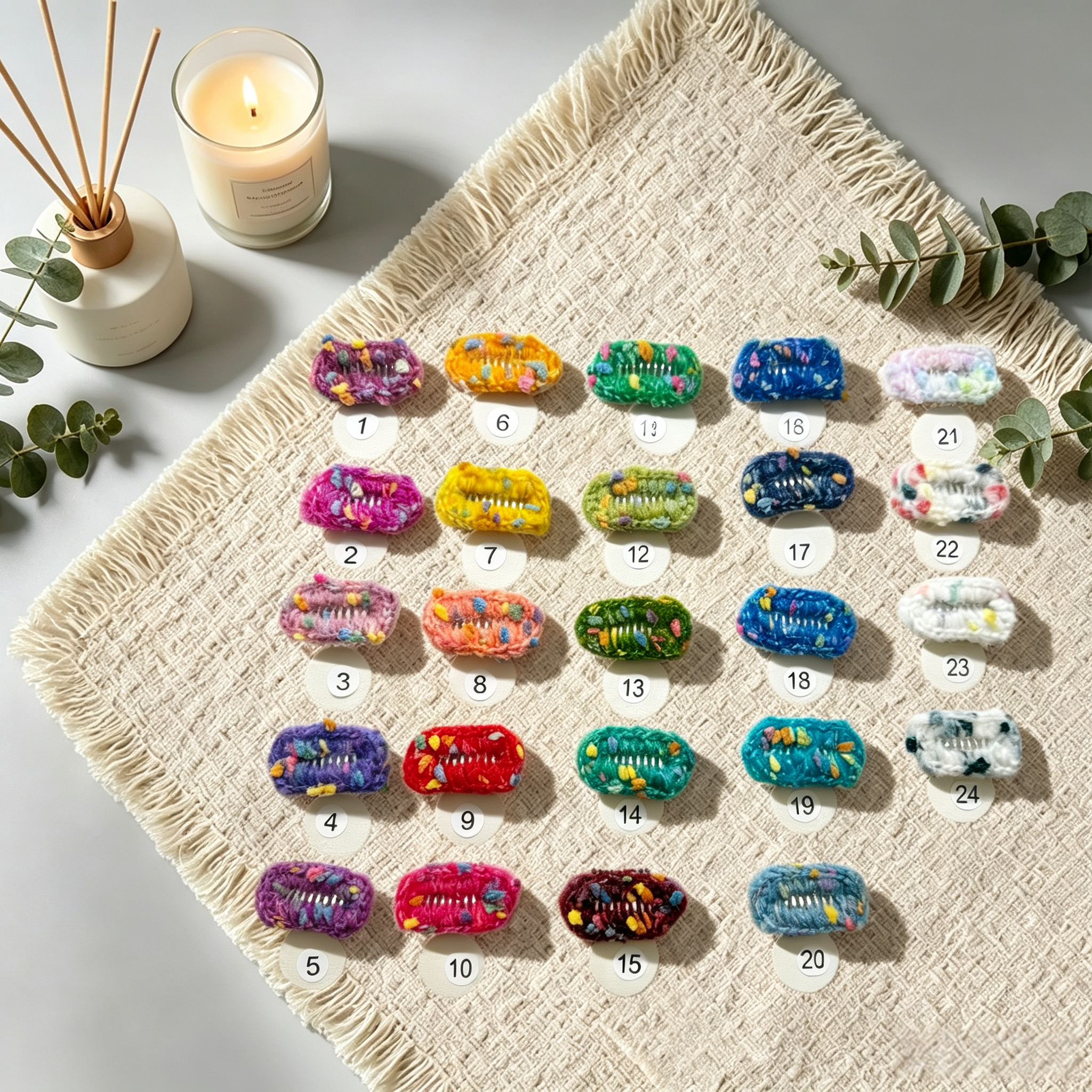 4pcs Square Confetti Wool Felt Mini Pet Hair Clips