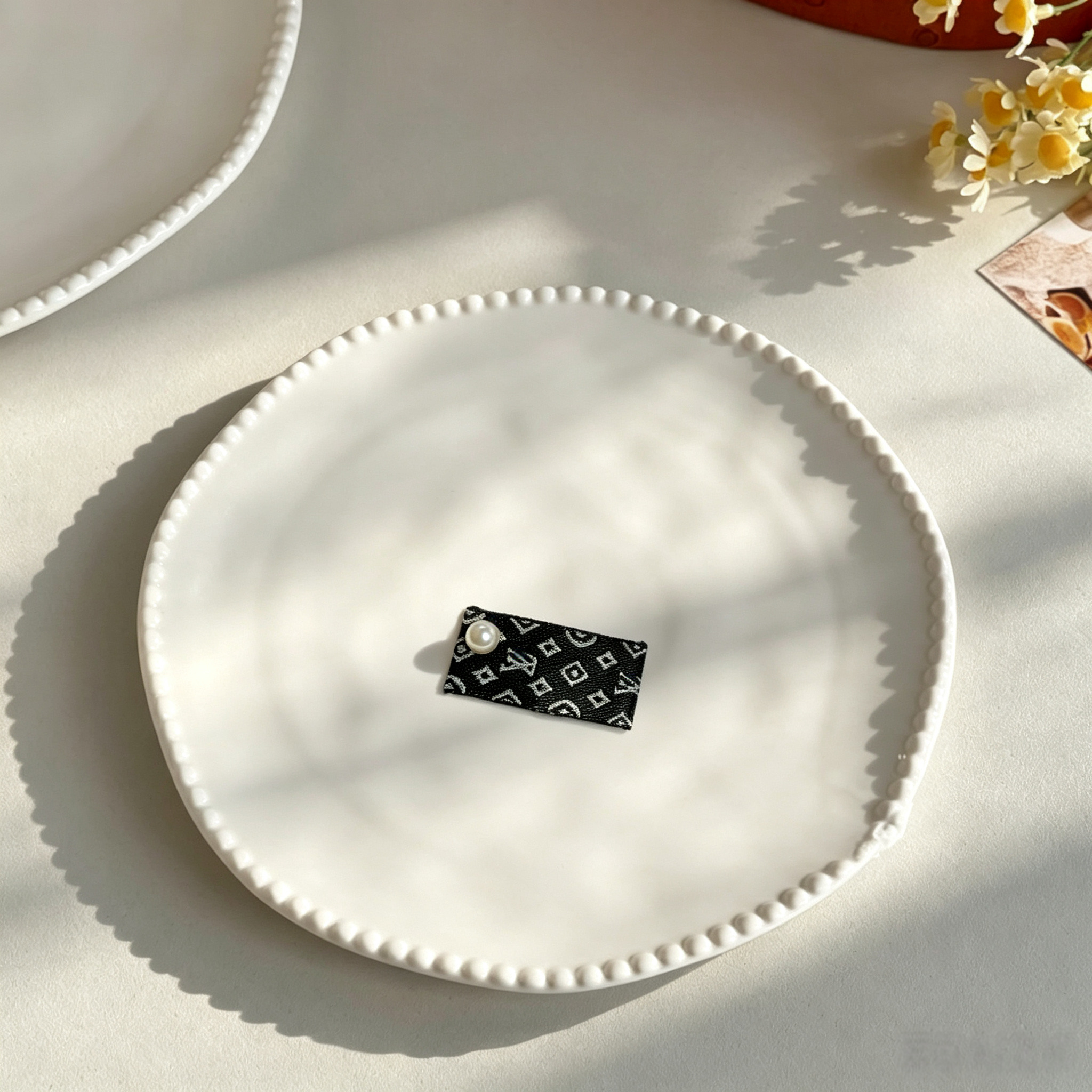 Luxury Stripe Ribbon Pearl Pet Hair Clips