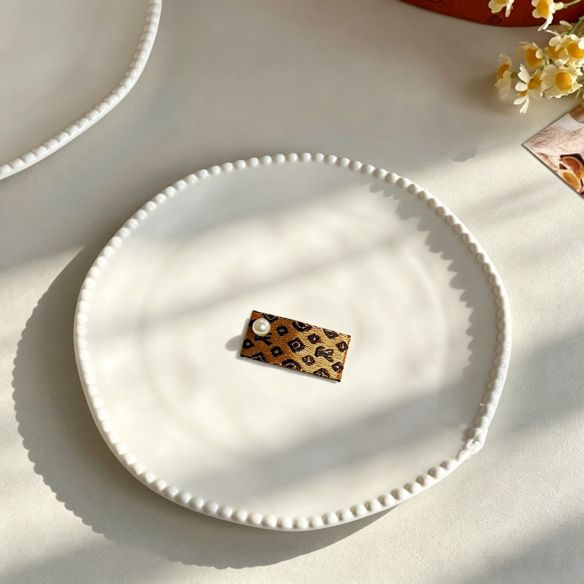 Luxury Stripe Ribbon Pearl Pet Hair Clips