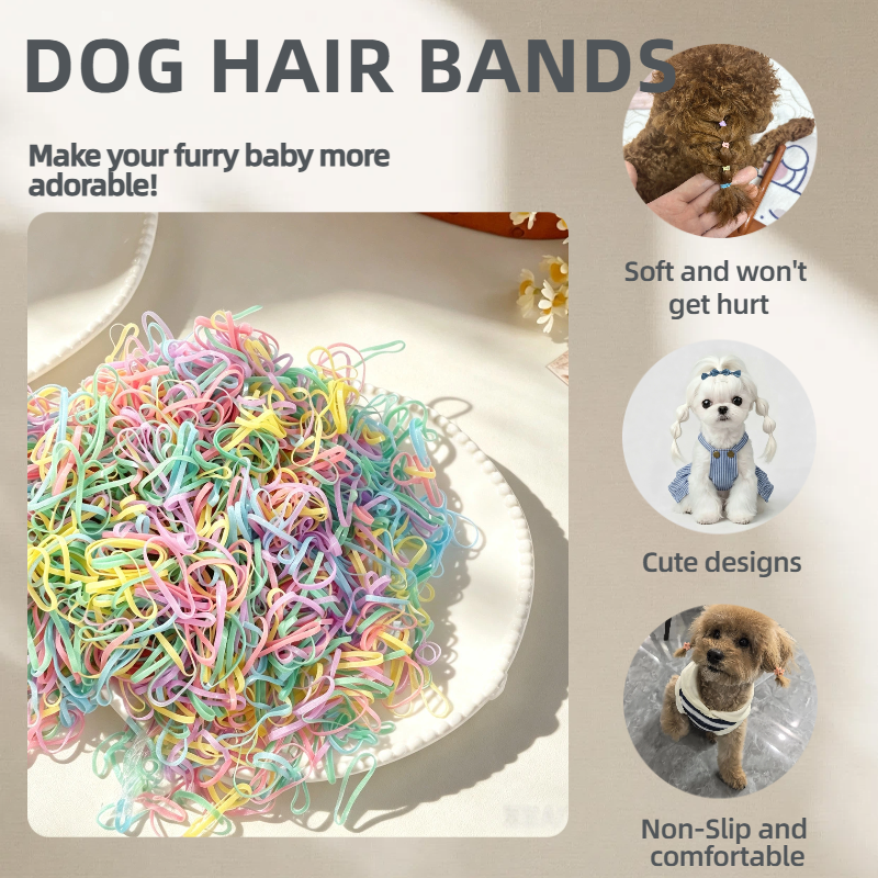 Pastel Solid Macaron Elastic Pet Hair Rubber Bands