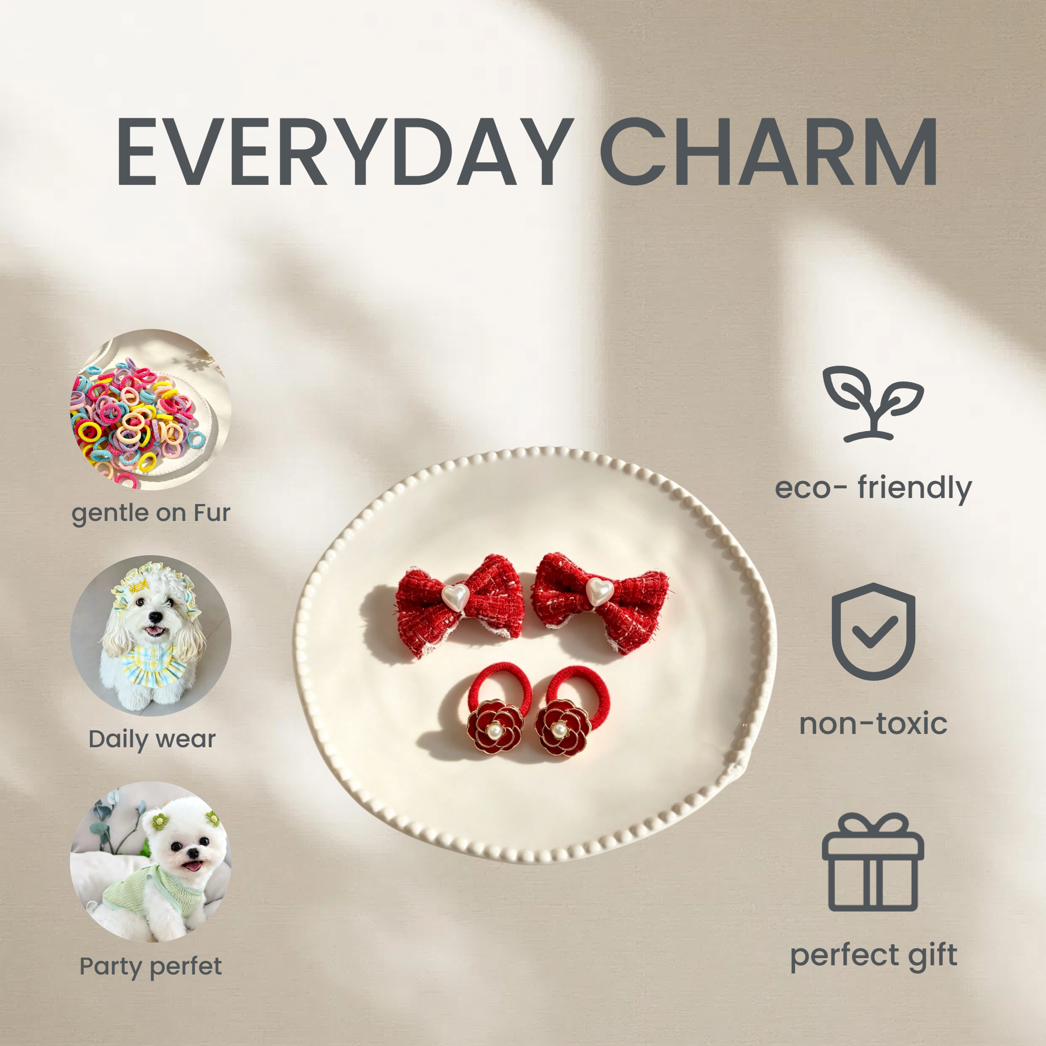 2pcs Fabric Bow Elastic Pet Hair Bands