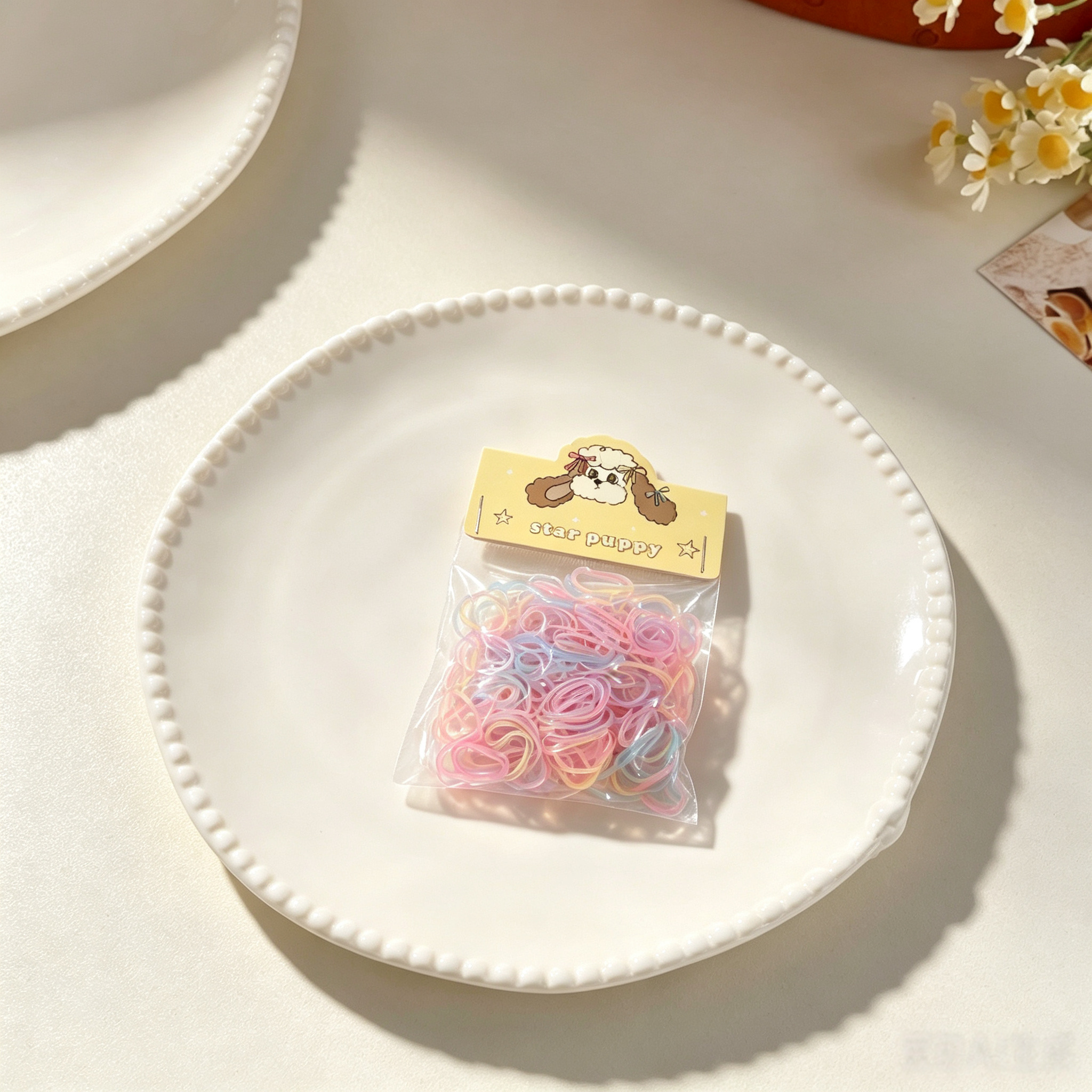 Pastel Transparent Macaron Elastic Pet Hair Rubber Bands