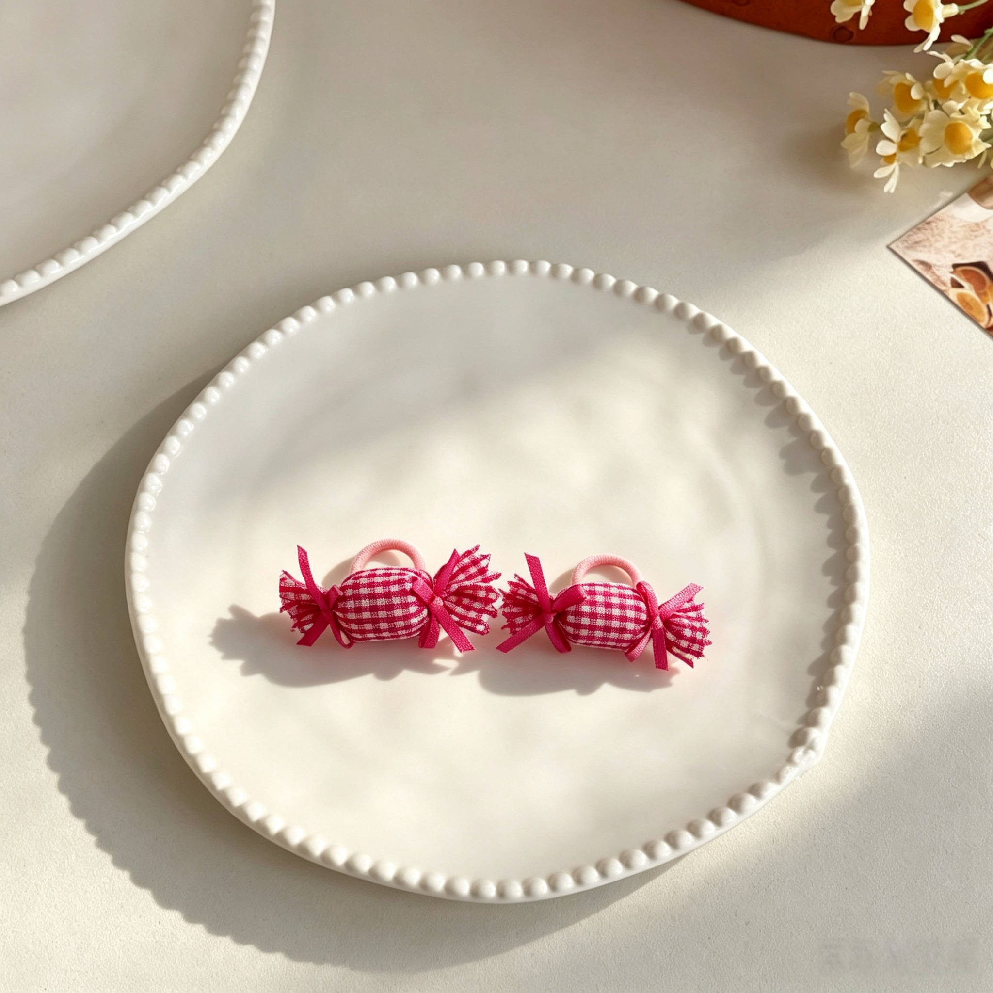 4pairs Colorful Candy Fabric Elastic Pet Hair Bands