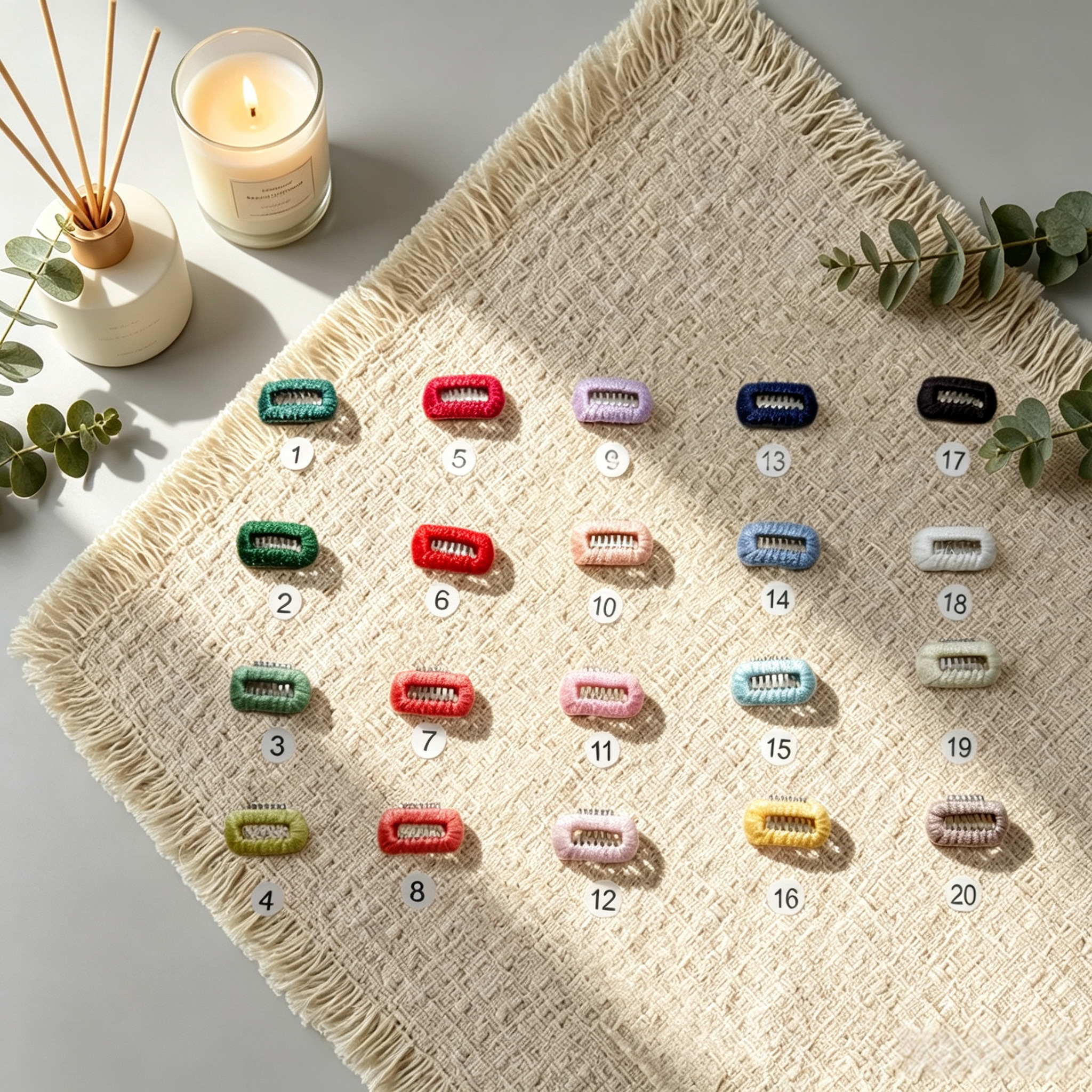 10pcs Textured Woven Mini Rectangular Pet Hair Clips