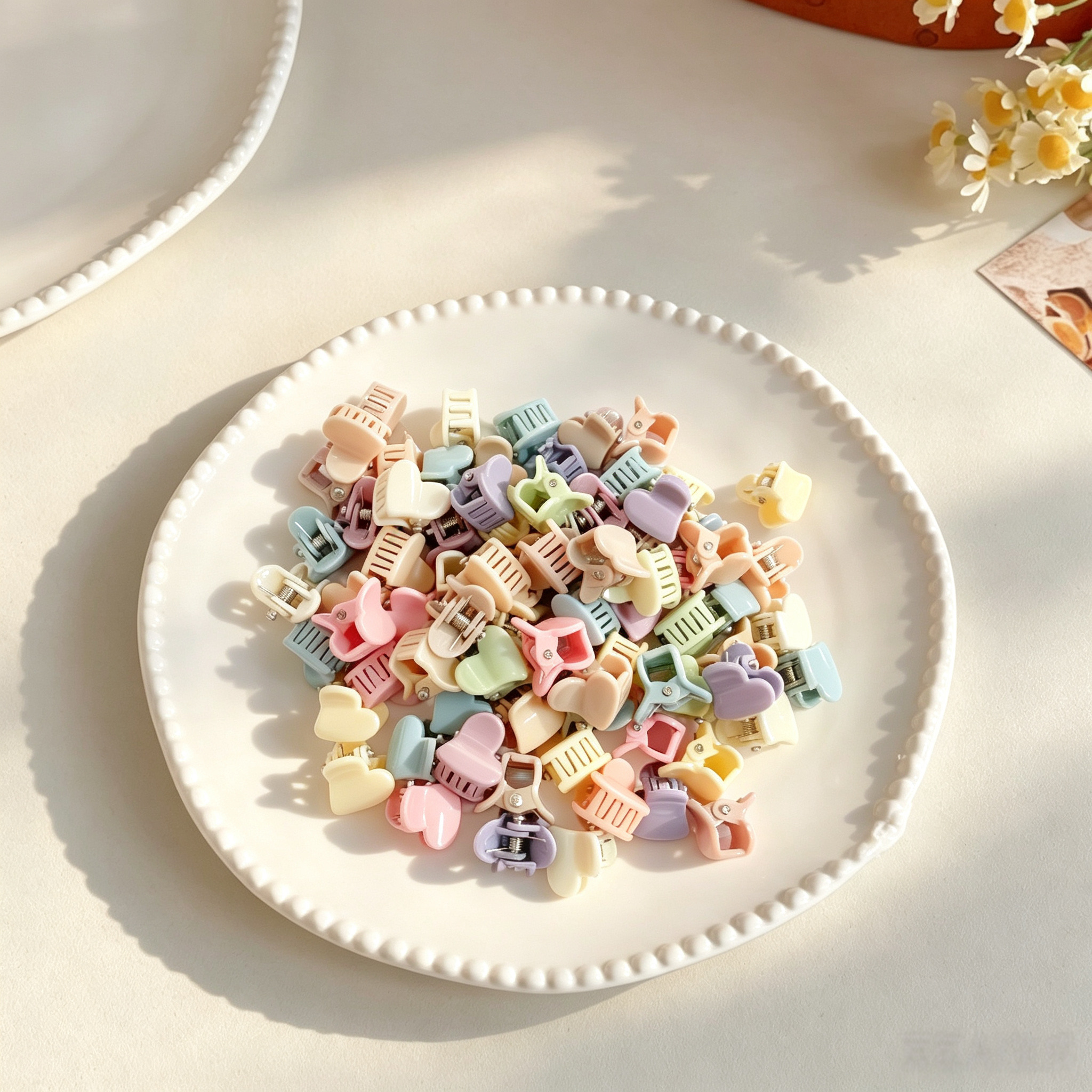 20pcs Macaron Pastel Mini Heart Pet Hair Claw Clips