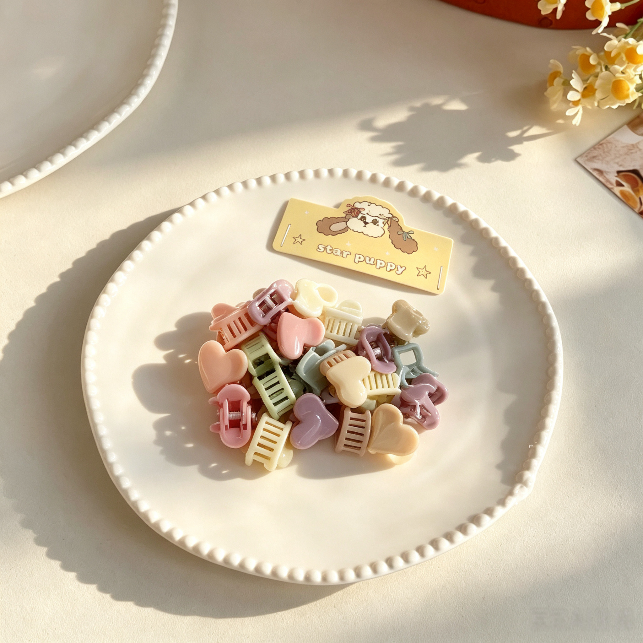 20pcs Macaron Pastel Mini Heart Pet Hair Claw Clips