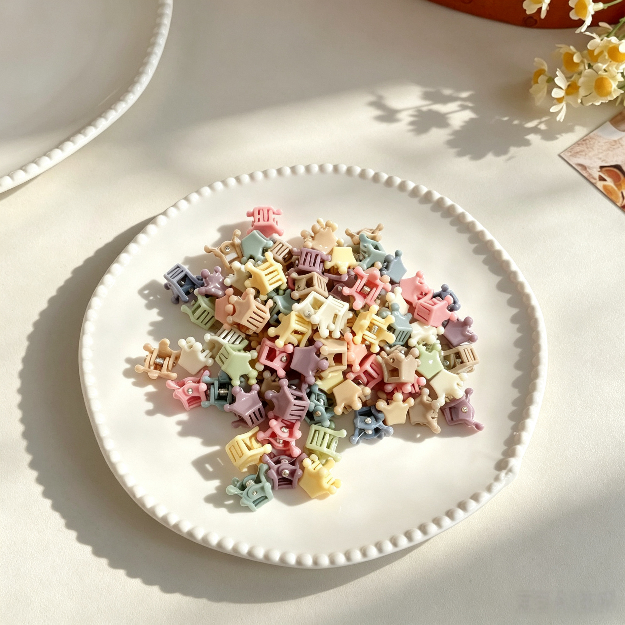 20pcs Macaron Pastel Mini Crown Pet Hair Claw Clips