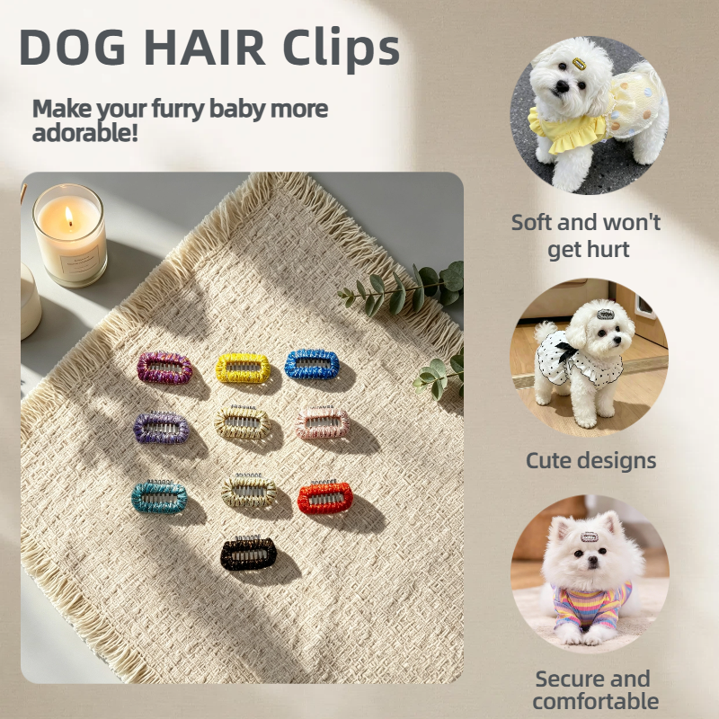 4pcs Shiny Glitter Thread Mini Rectangular Pet Hair Clips
