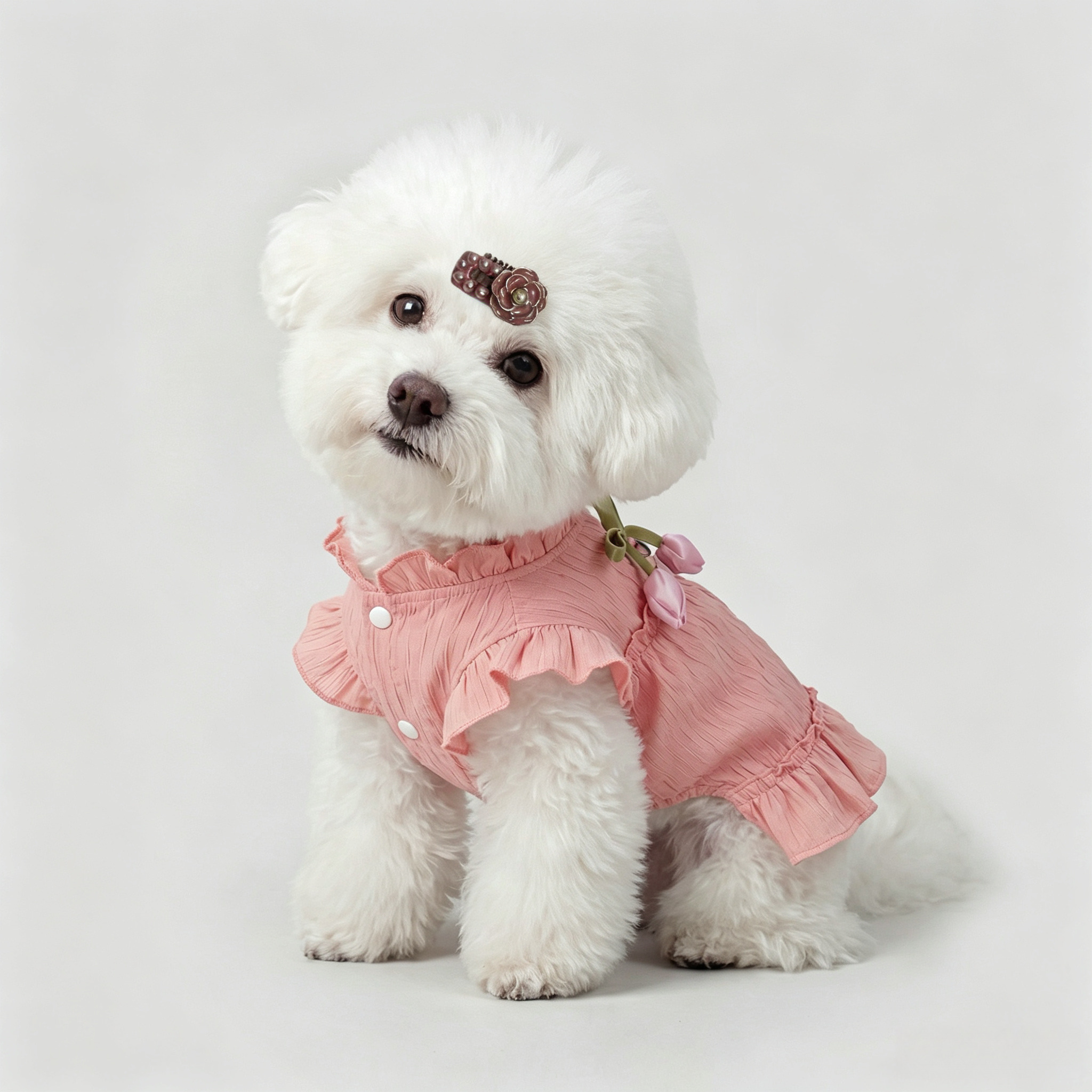Pearl Pink Camellia Handmade Pet Hair Clips