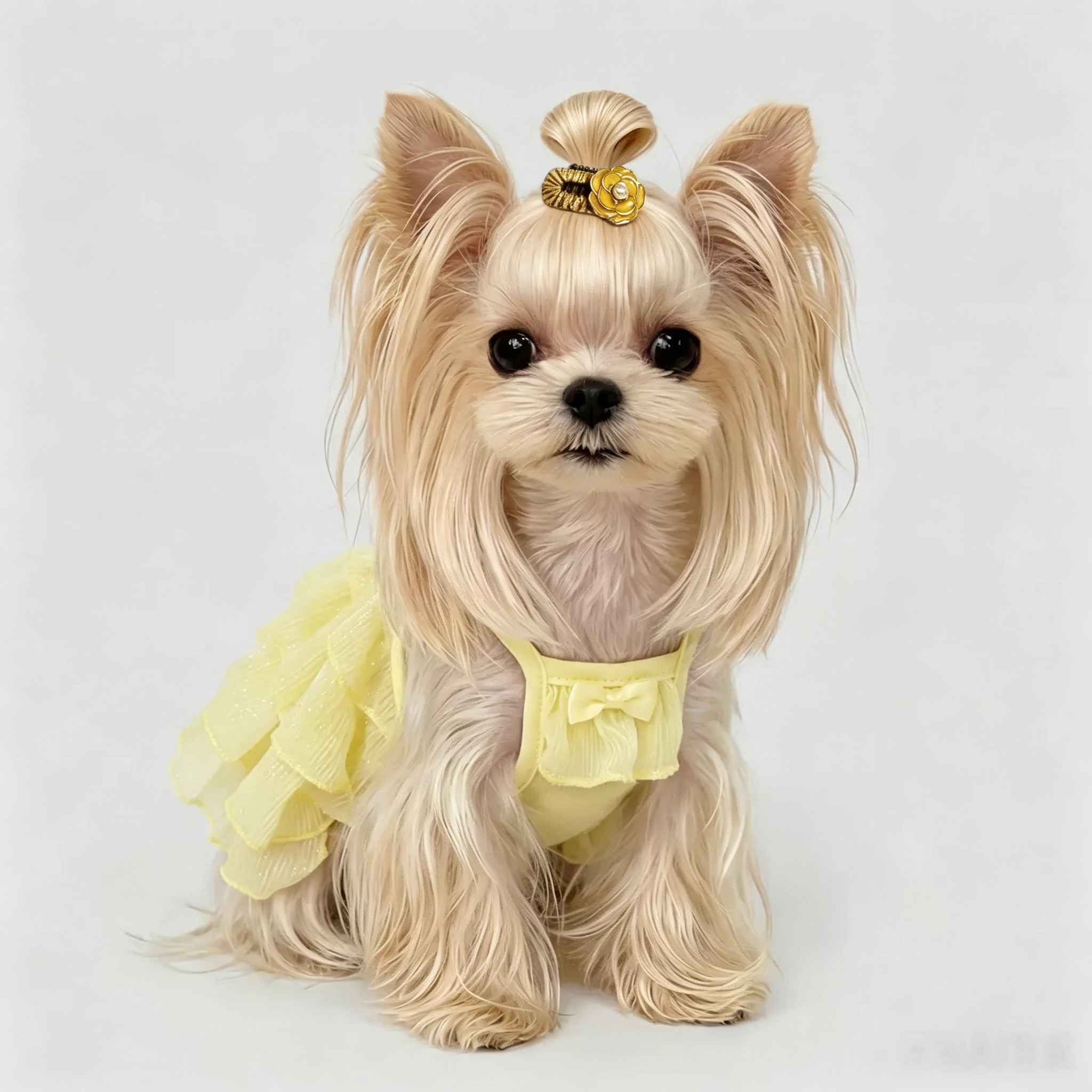 Yellow Camellia Handmade Pet Hair Clips