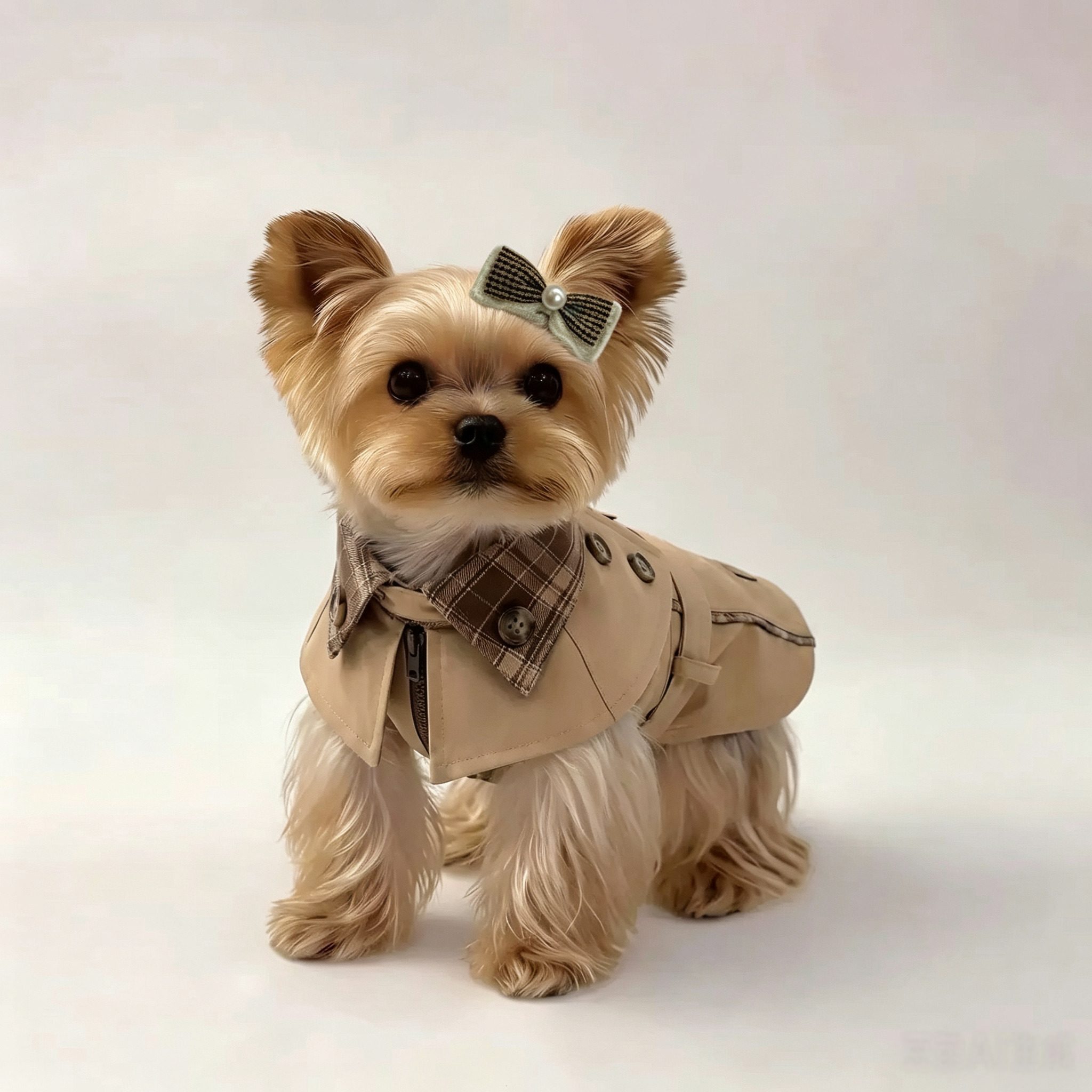 Brown Plaid Vintage Pet Hair Clips