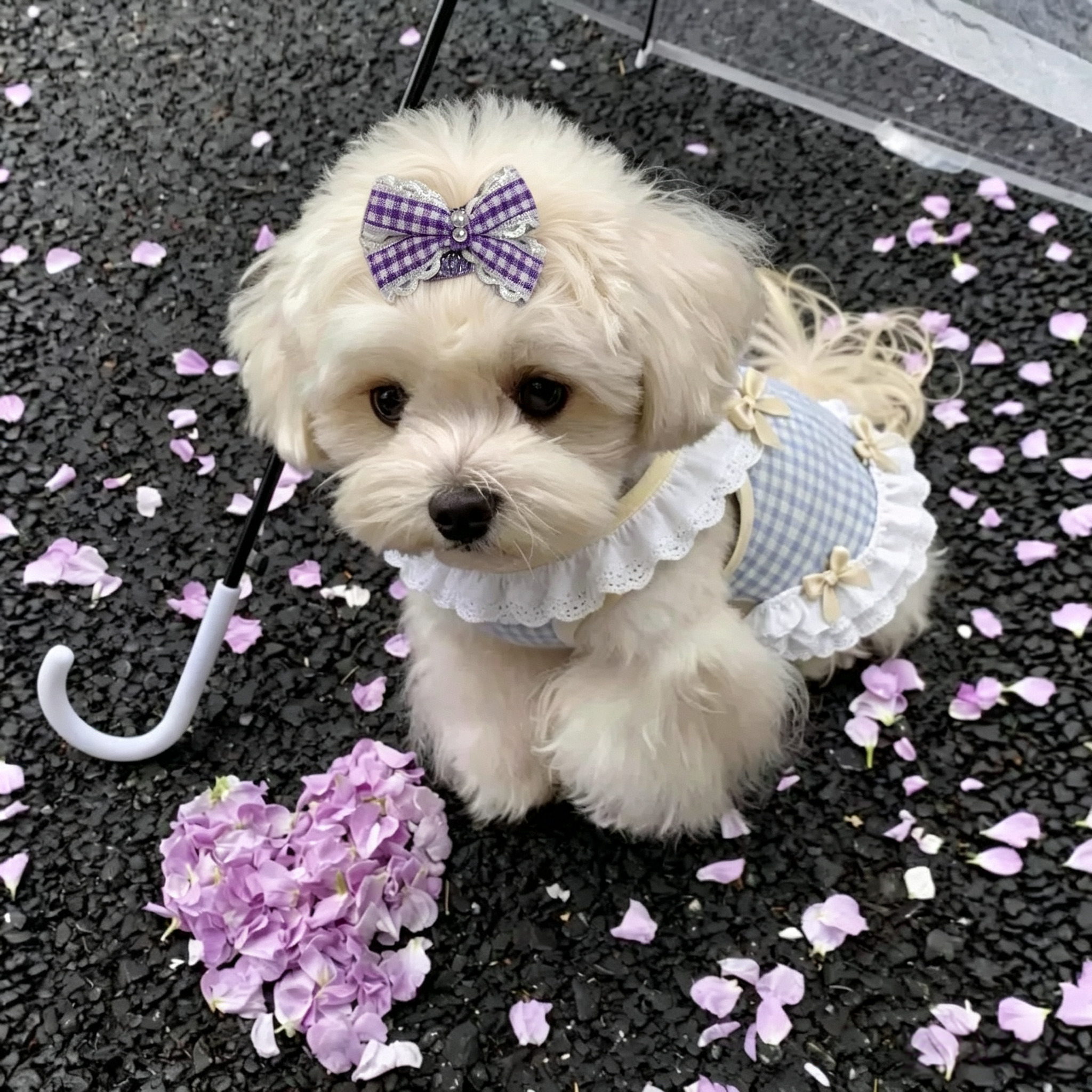 Double Bow Cute Purple Handmade Pet Hair Clips 