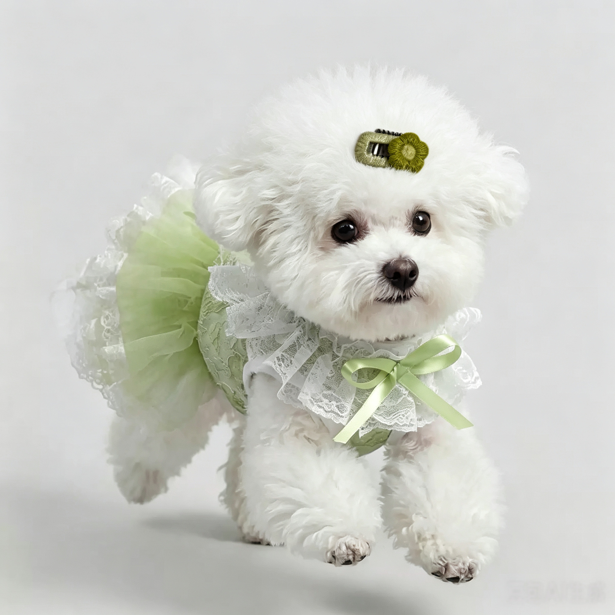 Green Mini Flower Handmade Pet Hair Clips