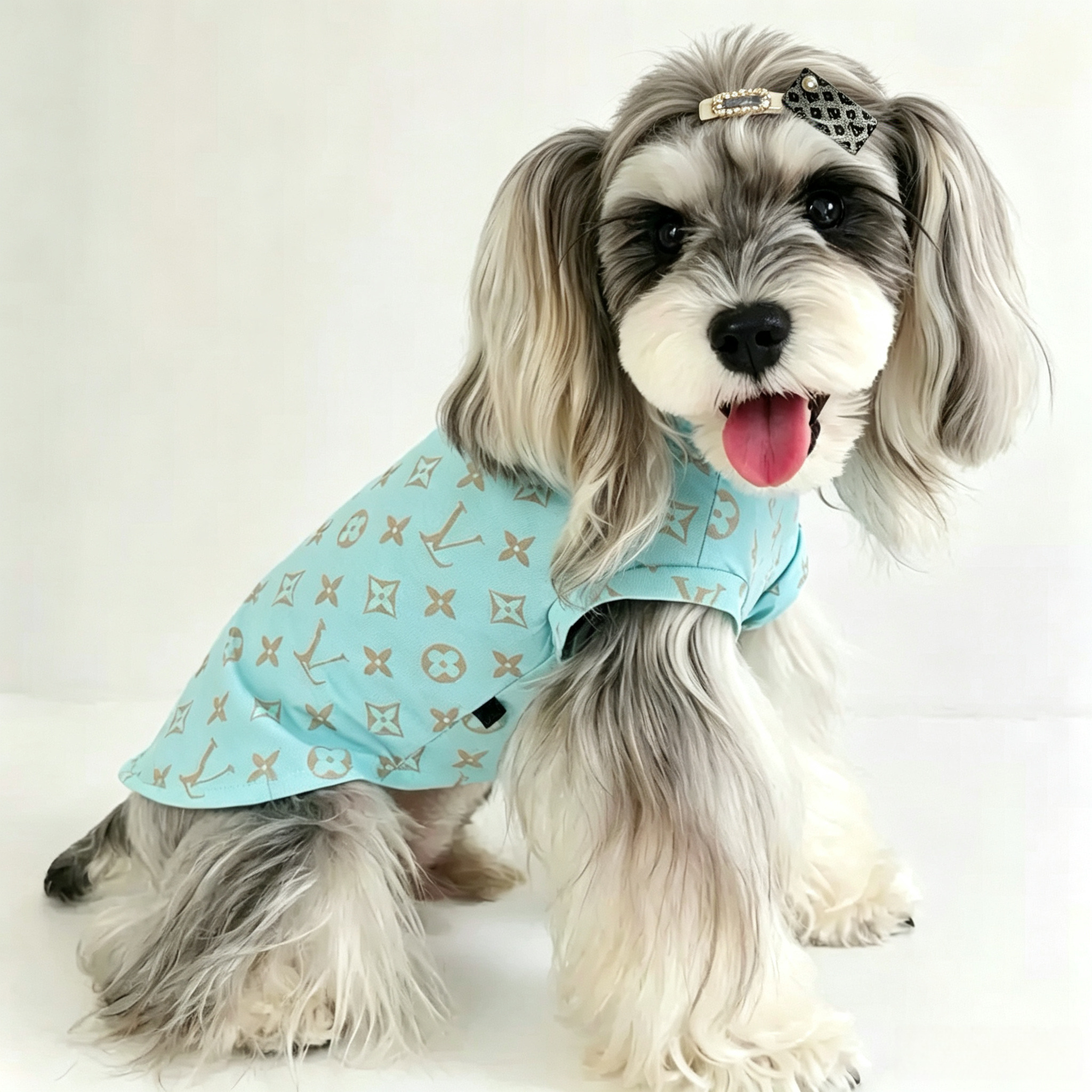 Luxury Stripe Ribbon Pearl Pet Hair Clips