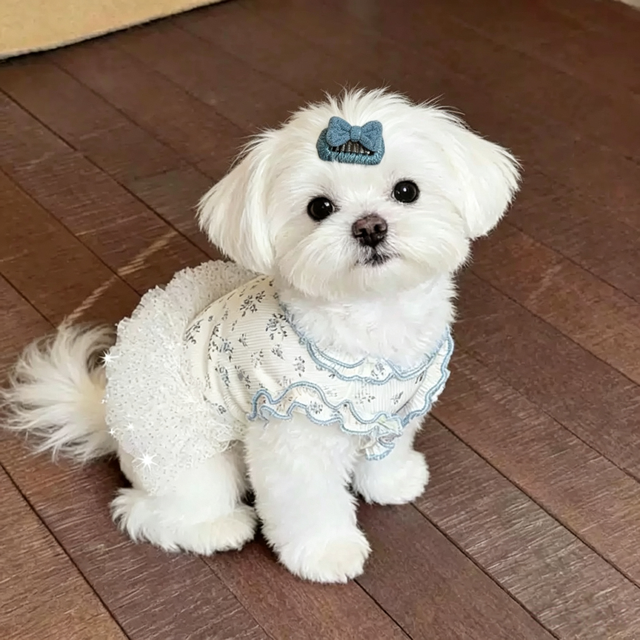 4pcs Mini Crochet Knit Pearl Bow Pet Hair Clips