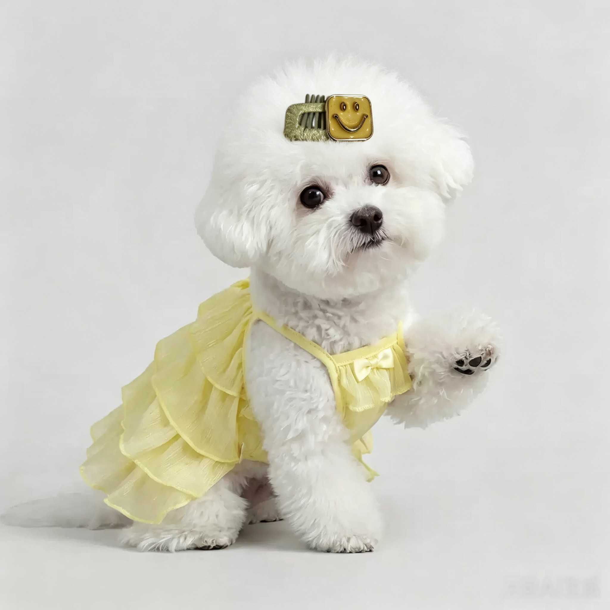 Yellow Cute Square Smile Face Pet Hair Clips