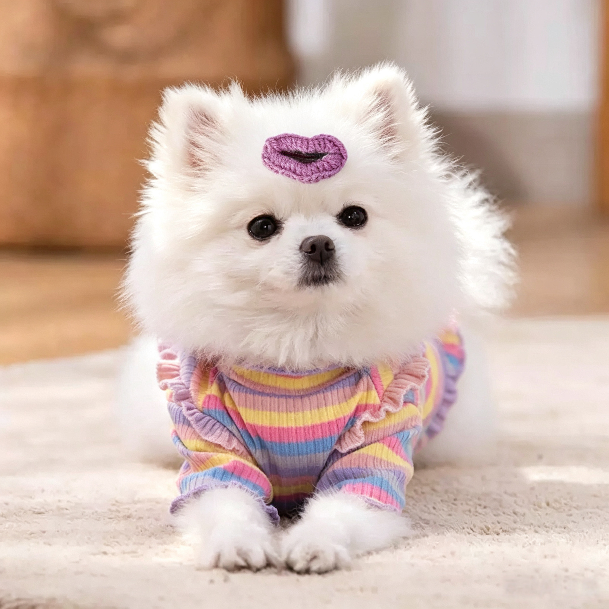 4pcs Heart Shape Hand Crochet Knit Yarn Mini Pet Hair Clips