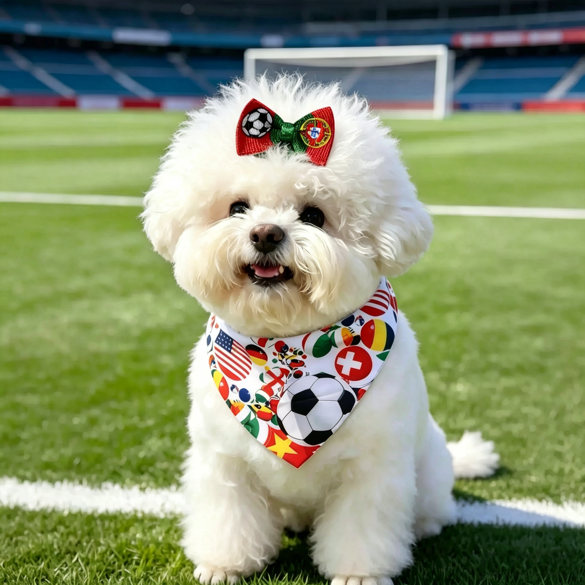 10pcs World Cup Soccer National Flag Mini Bow Pet Hair Clips