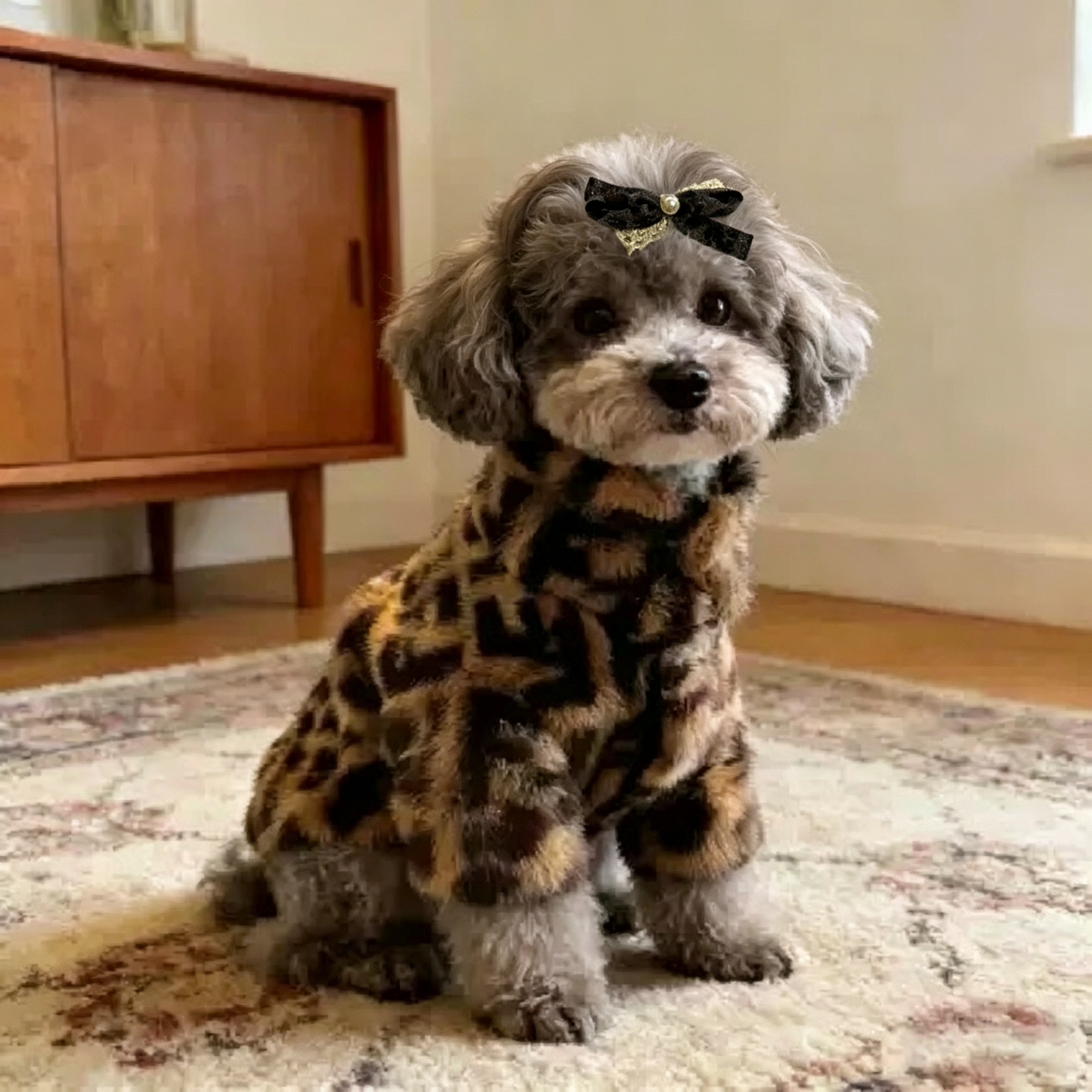 Leopard Plaid Vintage Pet Hair Clips