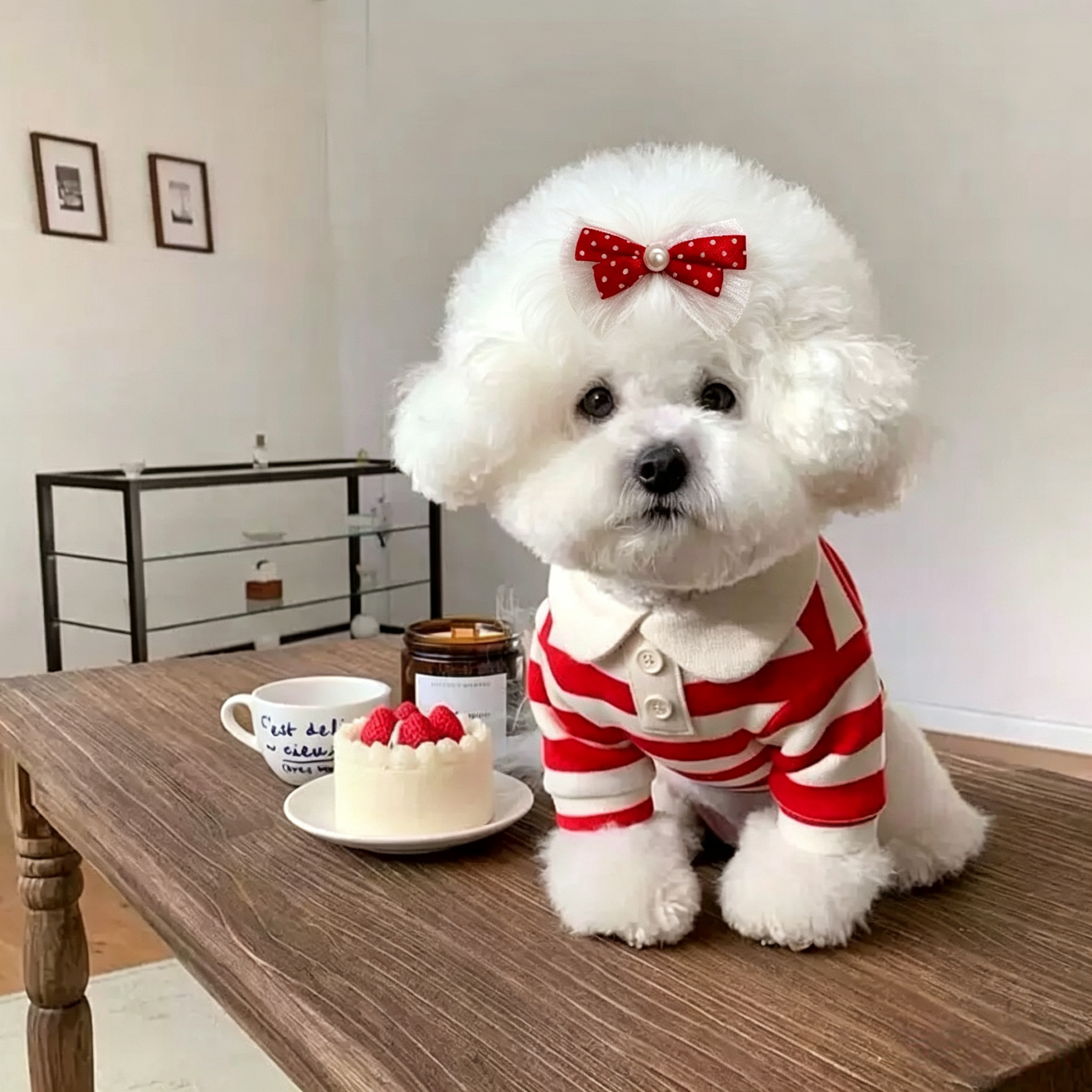 Cute Dot Double Layer Bow Handmade Pet Hair Clips