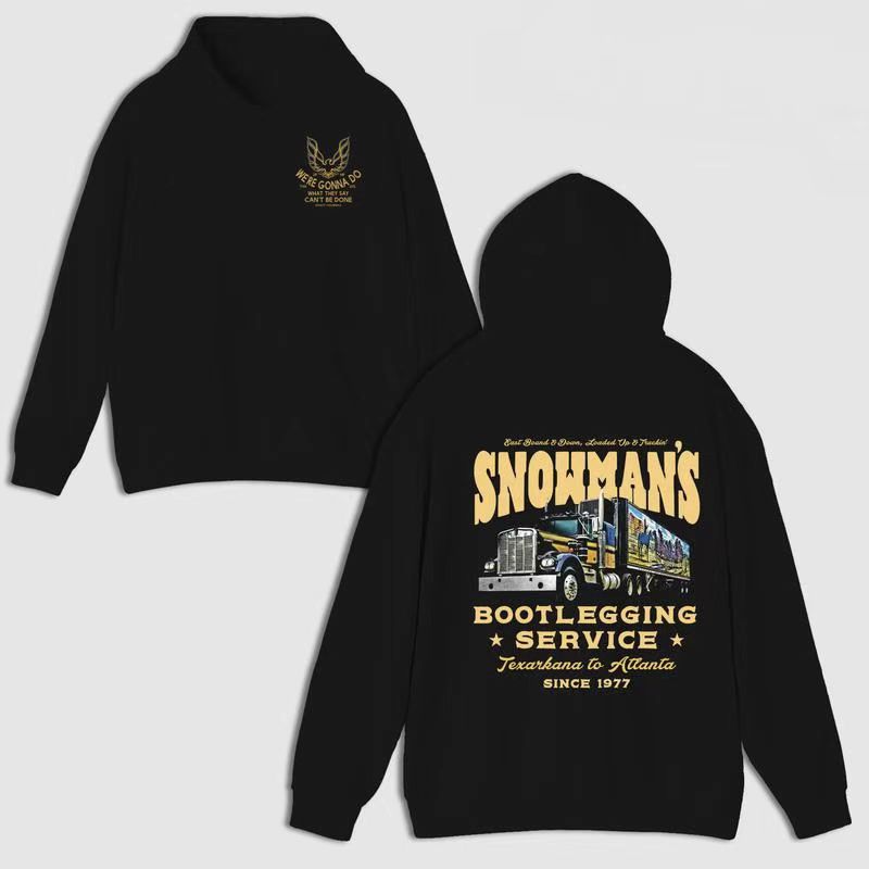 Retro Movie Trucking Hoodie - “Snowman’s Bootlegging Service” Two-Sided Apparel