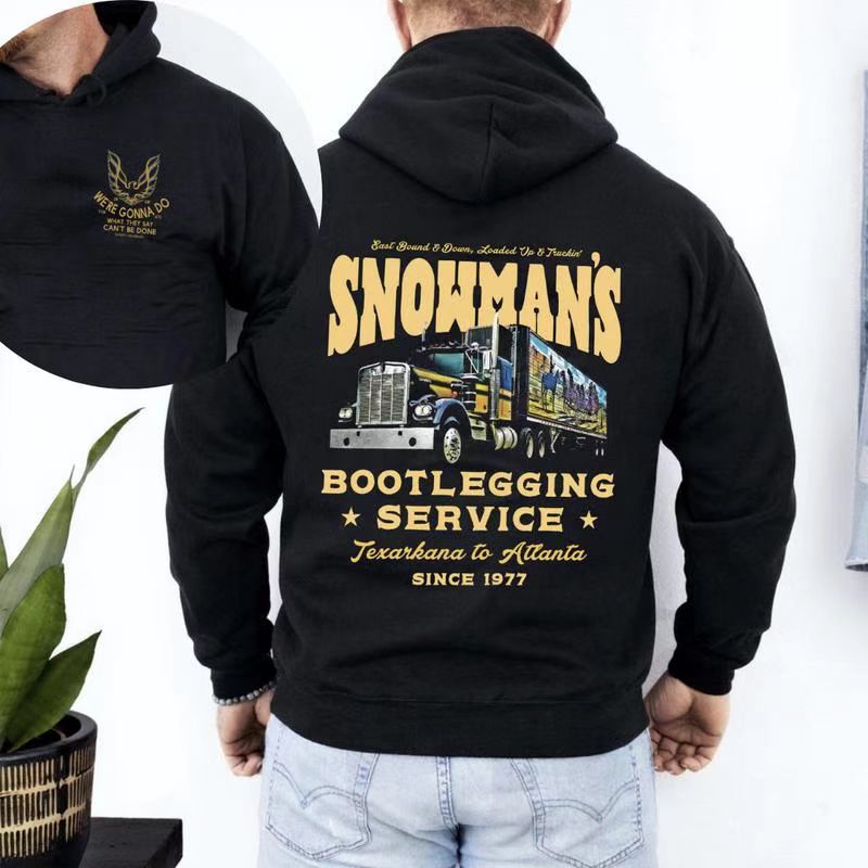 Retro Movie Trucking Hoodie - “Snowman’s Bootlegging Service” Two-Sided Apparel