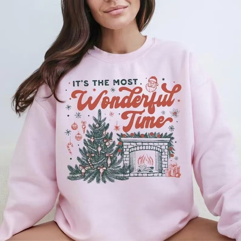 “It’s the Most Wonderful Time” Vintage Christmas Crewneck Sweatshirt – Festive Retro Apparel