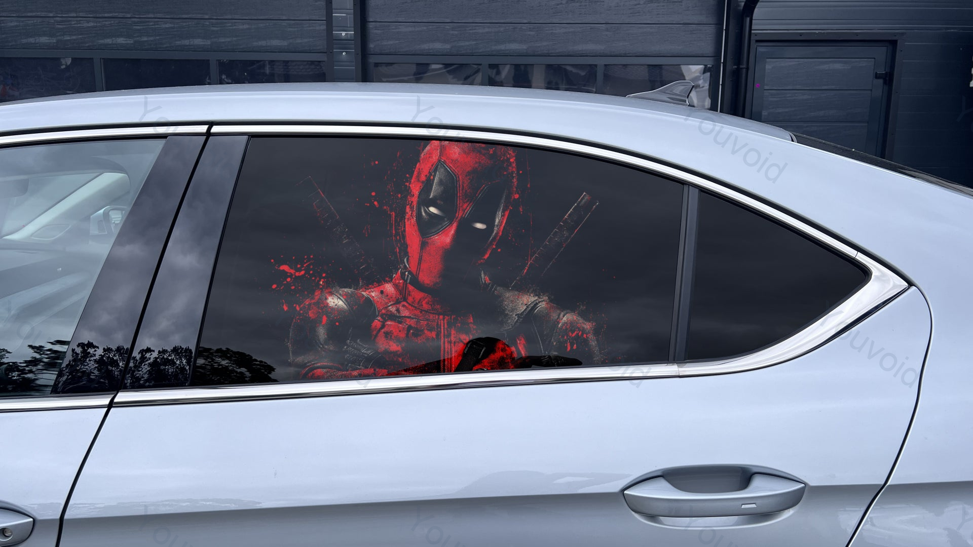 One Way Vision Car Window Sticker Custom Vinyl Decal for Rear&Side Windows Deadpool Design