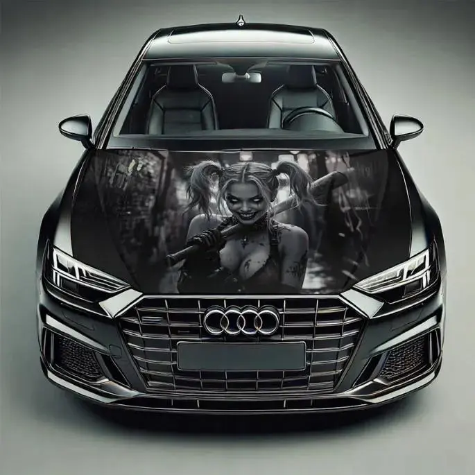 Premium Car Hood Wrap Universal Fit 'Harley Quinn'