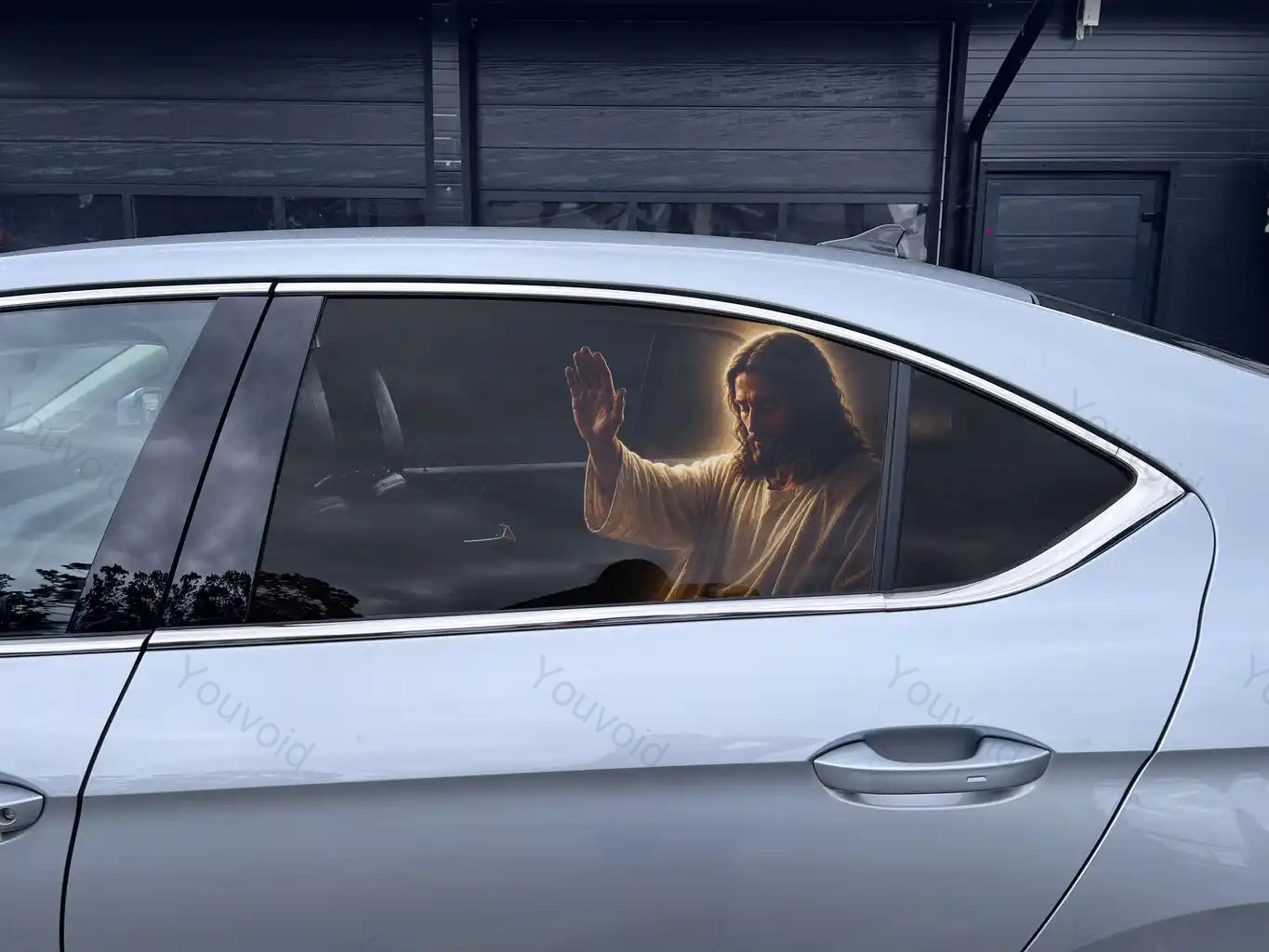 Never Driving Alone 02 Car Window Decal One Way Vision Universal Fit 'Jesus'