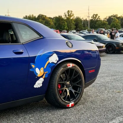 Sonic Motion Decal on Dodge Challenger at Car Meet
