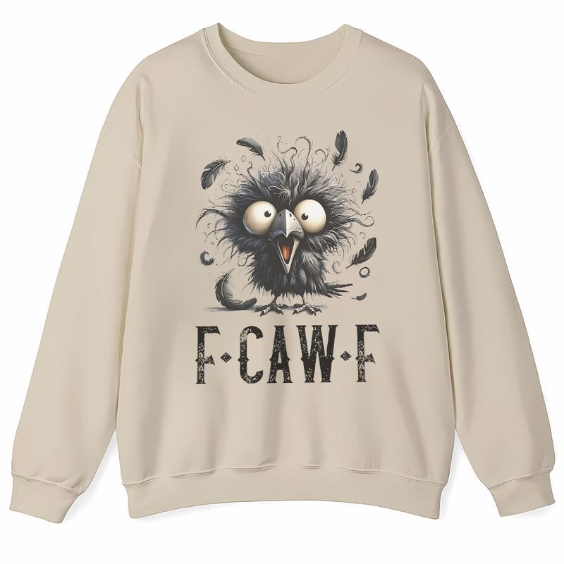Funny Cartoon Crow "F-CAW-F" Casual Graphic Tees/Sweatshirts