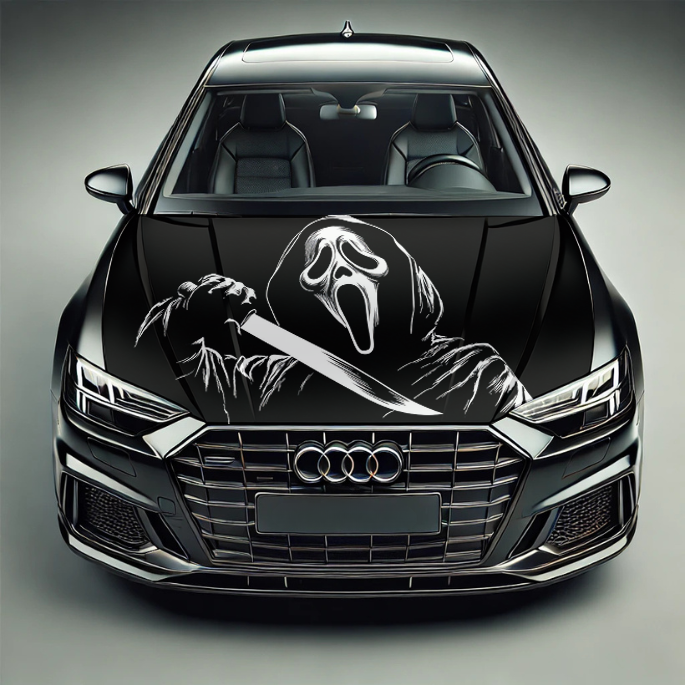 Premium Car Hood Wrap Universal Fit Ghostface